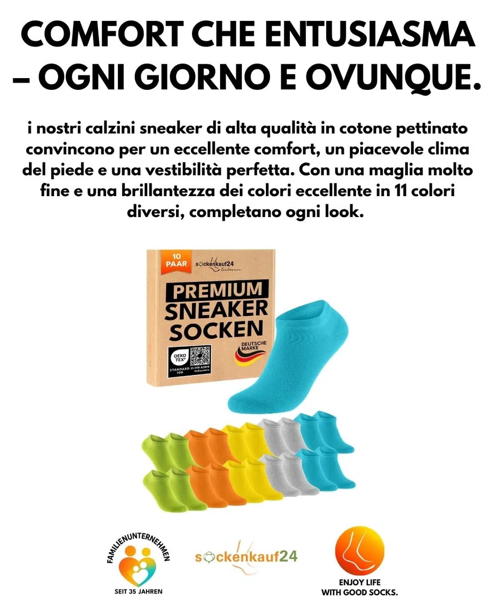 sockenkauf24 10 Paia Calzini Corti Uomo Donna Calze Corte Cotone Traspiranti