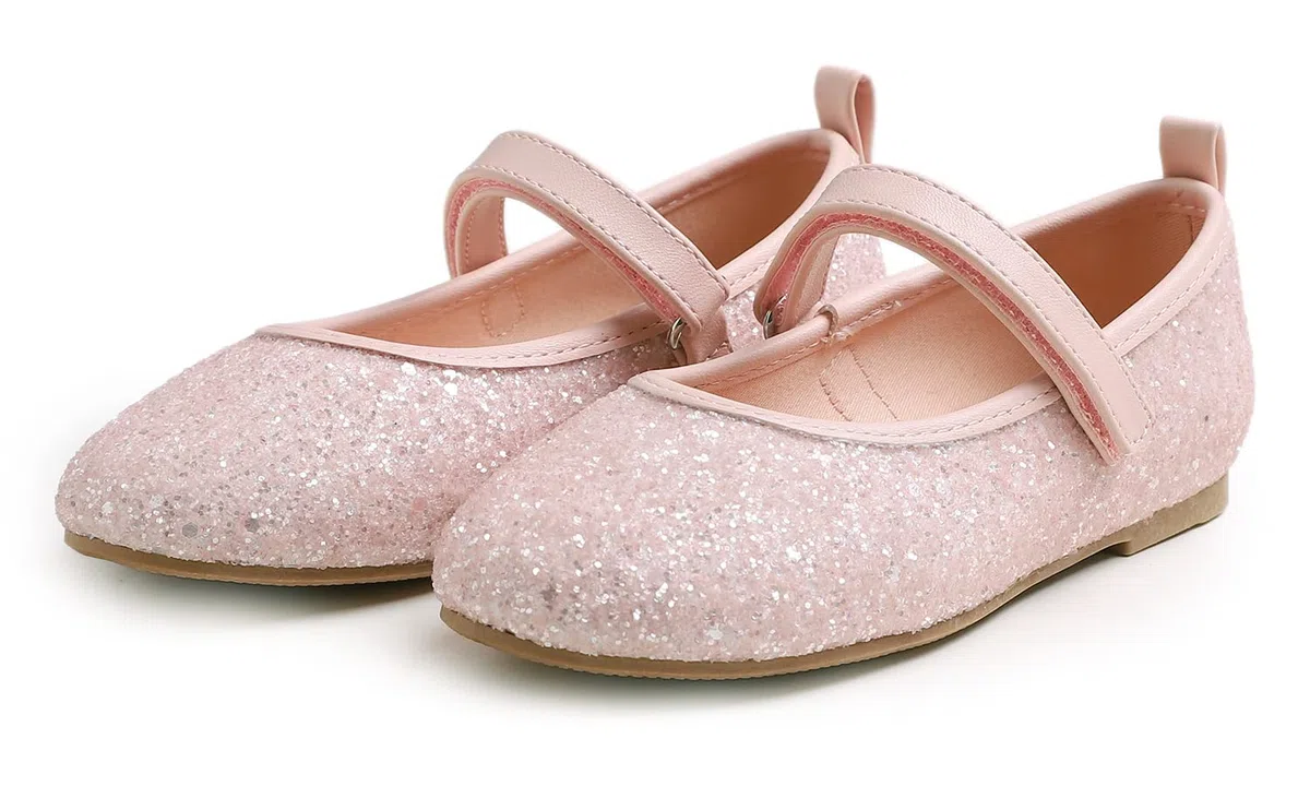 Feversole Girls Glitter Cute Dress,Ragazze Mary Jane Strap Scarpe Basse Ballerine da Principessa Scarpe da Scuola Piatte