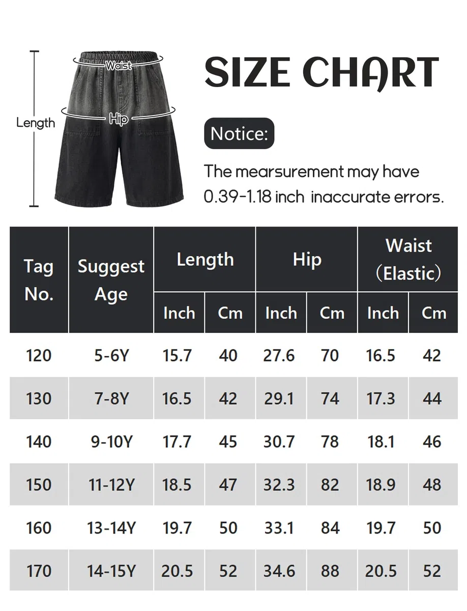 FEOYA Pantaloncini Denim Cargo per Bambini 5-15 Anni Bermuda Sportivi con Tasche Pantaloni Corti Comodi per Ragazzi