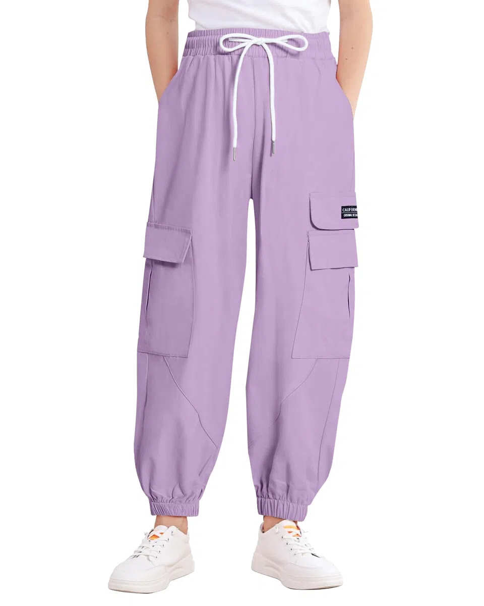 JiAmy Y2K - Pantaloni cargo da ragazza, stile streetwear, con tasche multiple, in cotone, a vita alta, stile hip hop, per danza e danza per bambini 5-14 anni
