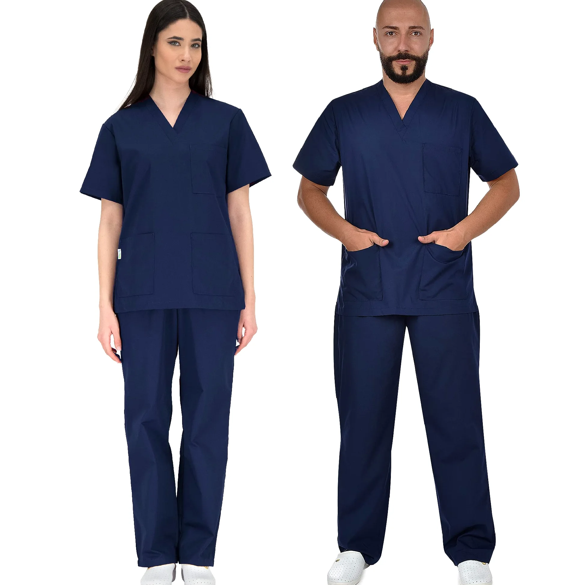 B-well Colombo Divisa Sanitaria Donna e Uomo | Uniforme Sanitaria Donna e Uomo Unisex Set con Casacca e Pantalone | Divise Sanitarie | Tessuto Spesso