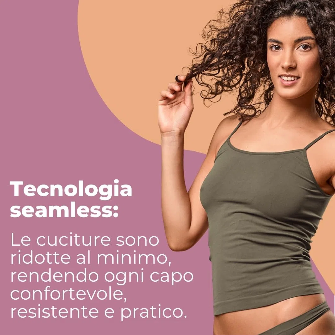 FOCENZA Set 3 Pezzi Canotta Donna Spalline Sottili in Microfibra, Intimo Senza Cuciture in Vari Colori, Made in Italy