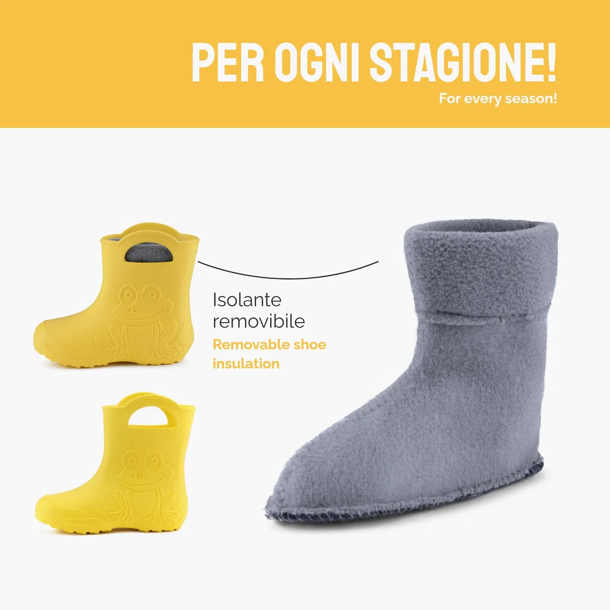 Ladeheid Stivaletti Pioggia Bambino in EVA Termici, Invernali Stivali Pioggia Bambina con Calzino Interno e Motivo a Rana, Scarpe Bambino per Passeggiate LA-CA-03