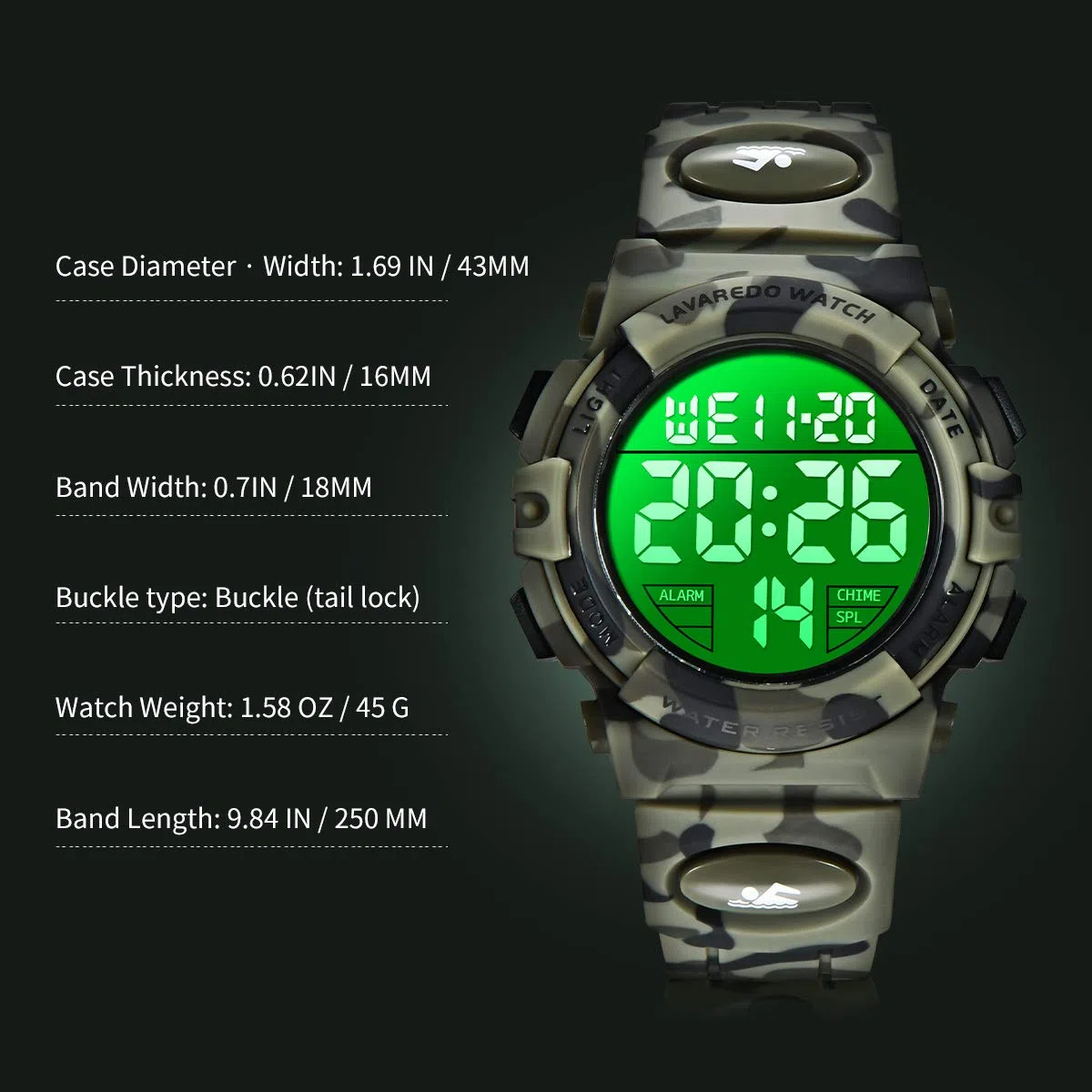 BEN NEVIS Orologio da Polso Orologi Sport per Bambini Digitale Multifunzione Impermeabile LED Luce Allarme Calendario Data con Cinturino in Silicone