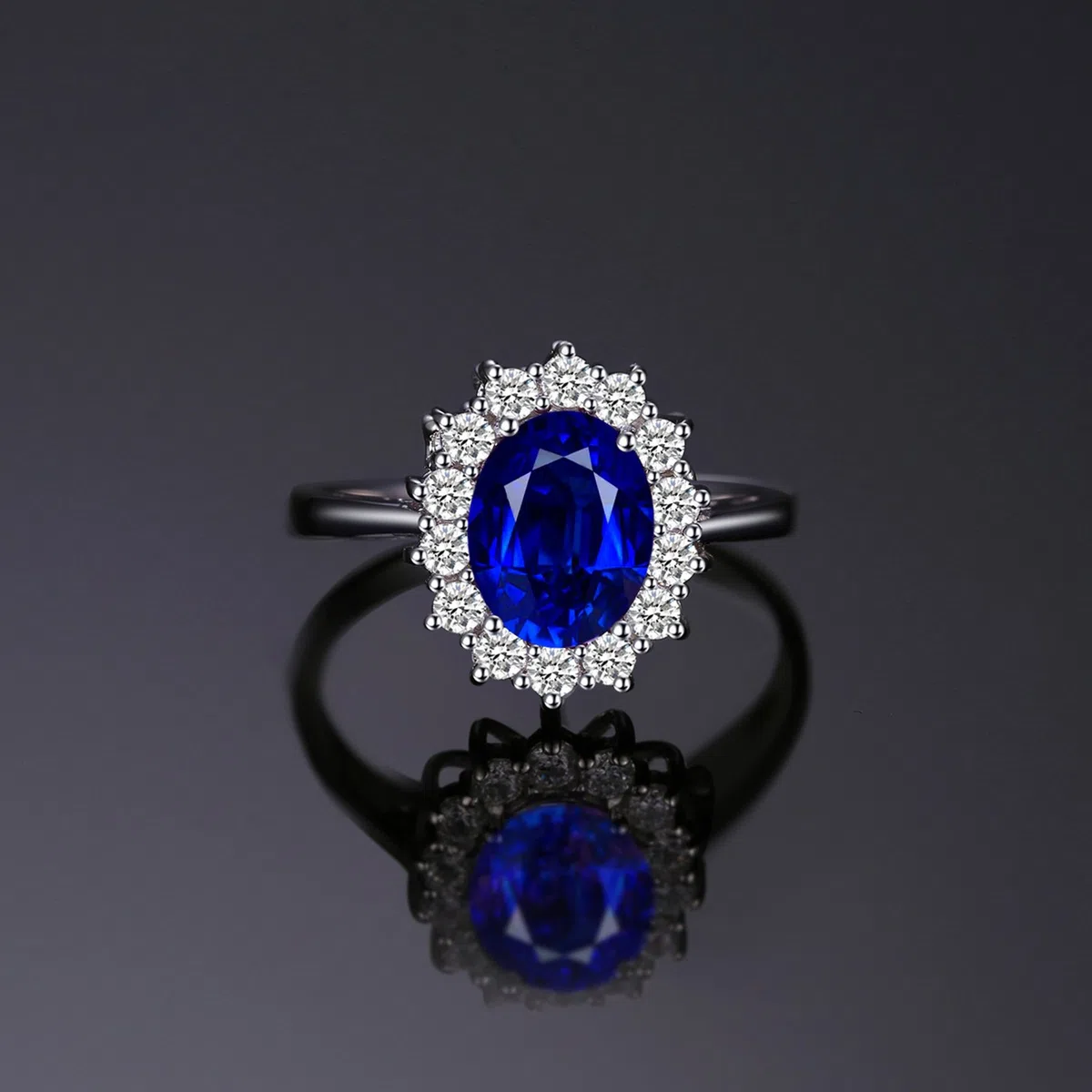 JewelryPalace Kate Middleton Anello Halo Donna Argento 925 Con Pietre Preziose Colorate, Princess Diana William Anelli Dorati in Oro Con Pietra Ovale, Fedina Zirconi Oro Rosa Set Gioielli