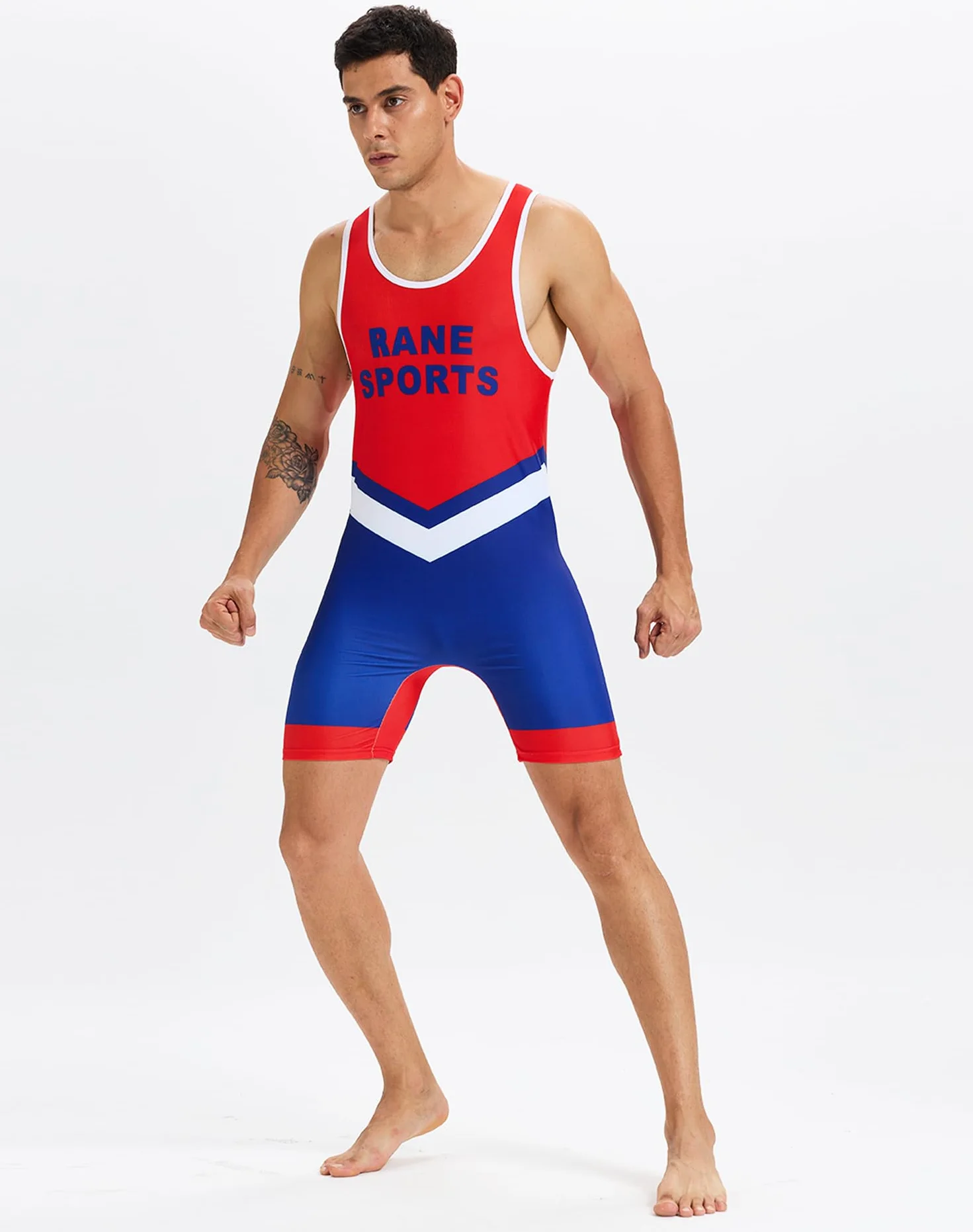 Tuta da Wrestling da Uomo Slim Fit Abbigliamento Sportivo Tuta Intera Senza Maniche da Palestra per Sollevamento Pesi