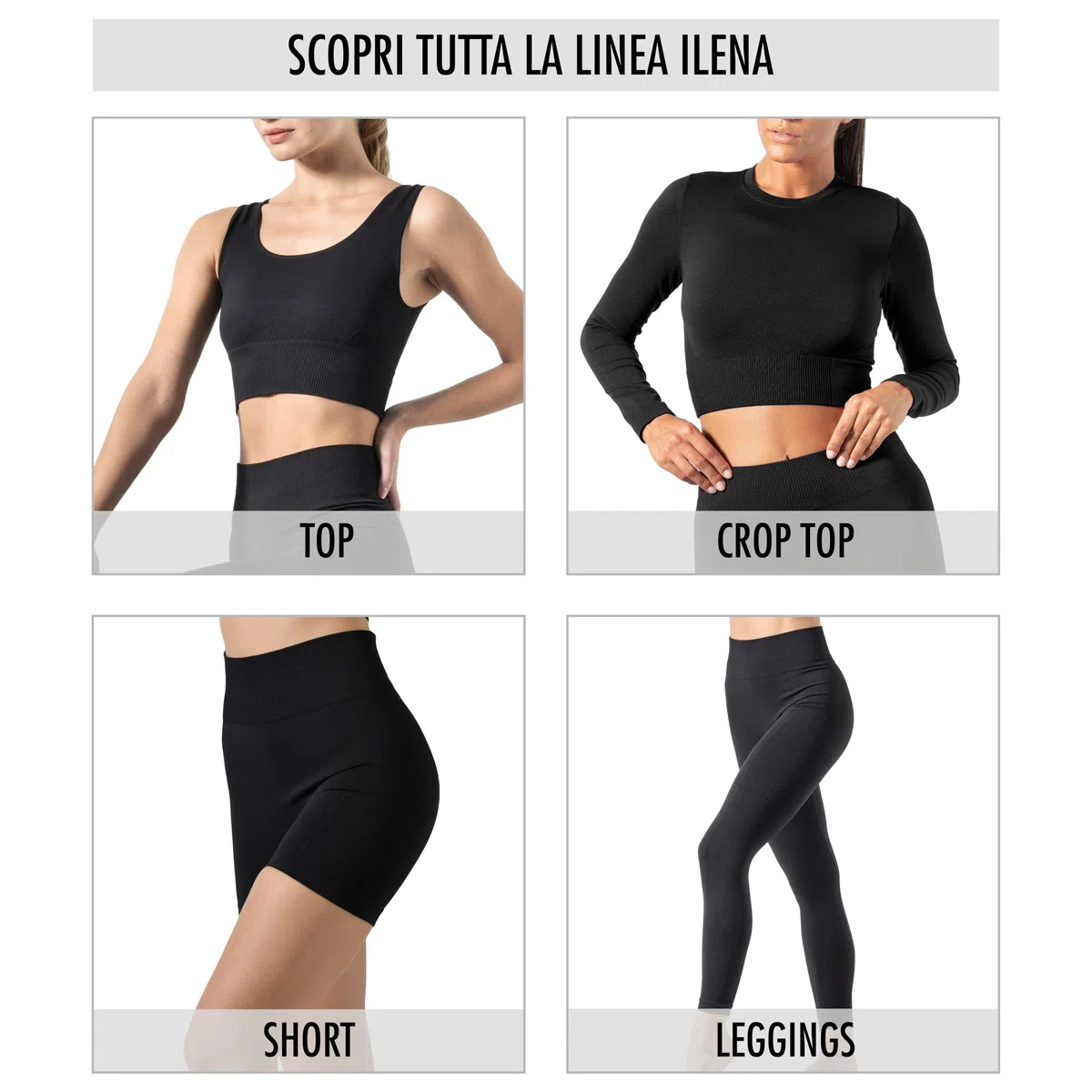 Risalti Pantaloncini Palestra Donna Costina Senza Cuciture Ilena - Shorts Sportivi Vita Alta in Microfibra, Leggings Corti Donna, Pantaloncini Fitness Yoga Running - Made in Italy