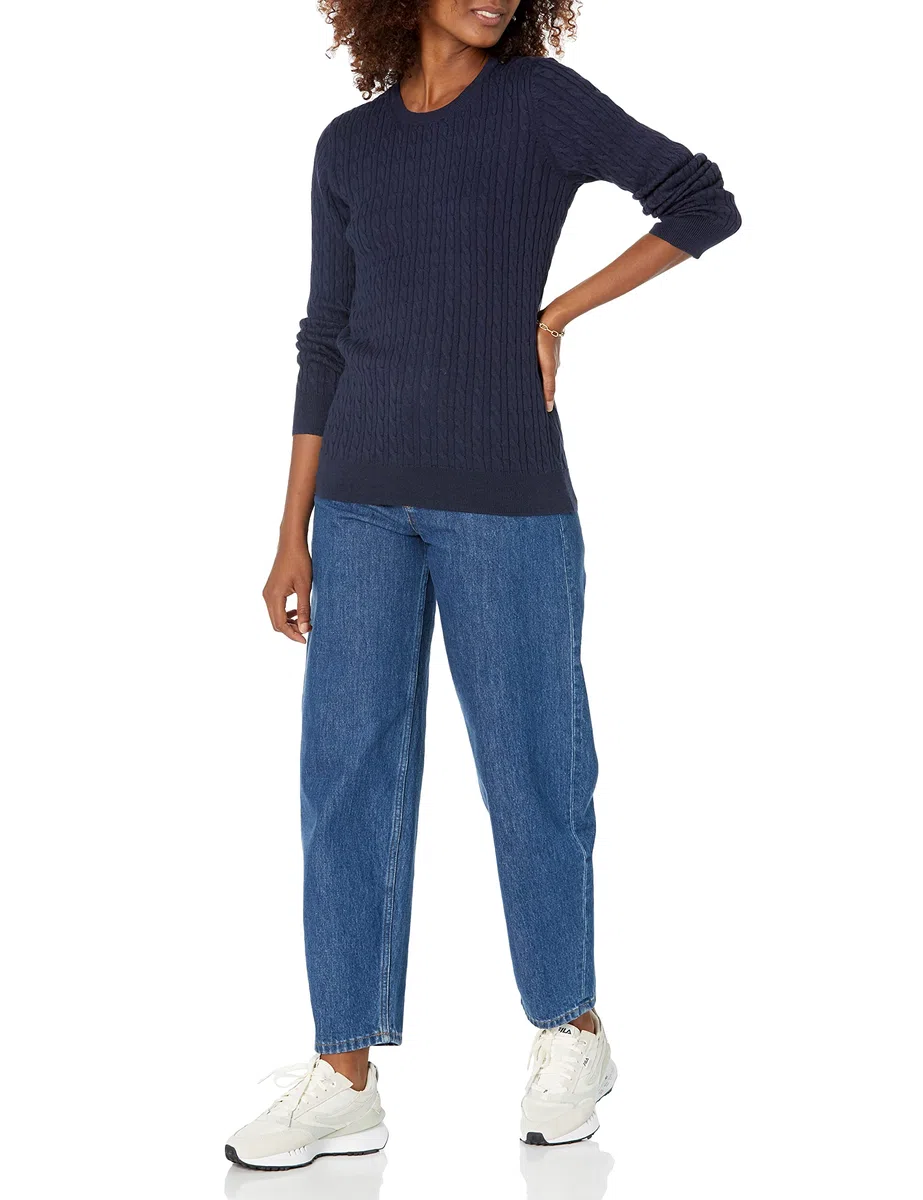 Amazon Essentials Maglione A Girocollo A Coste Leggero A Manica Lunga (Disponibile in Taglie Forti) Donna