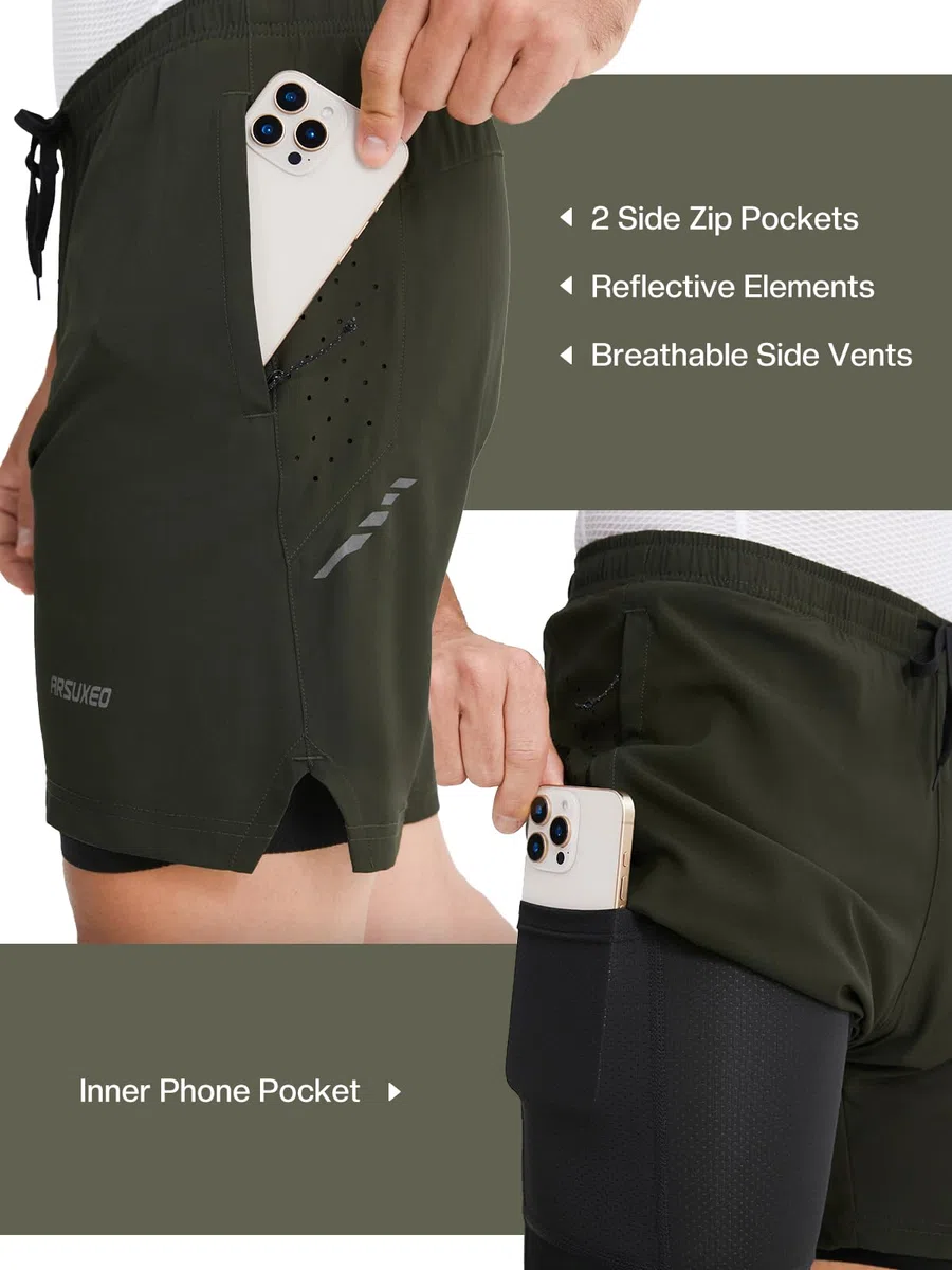 ARSUXEO Pantaloncini da Ciclismo da Uomo Pantaloncini da Mountain Bike Imbottiti e Larghi 2506