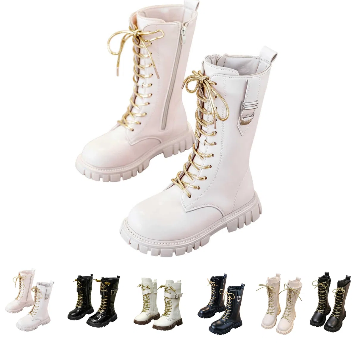Stivali invernali foderati per ragazze e bambini caldi stivali da equitazione con pile foderato in pelle stivali con cerniera laterale stivali da neve impermeabili