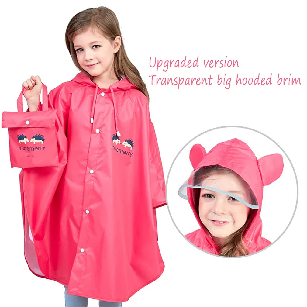 Wetry Poncho Pioggia Bambino Mantella Impermeabile Bambina Mantellina Antipioggia 100% Impermeabile Ragazzo Ragazza Pioggia Poncho con Cappuccio per 75-175 cm