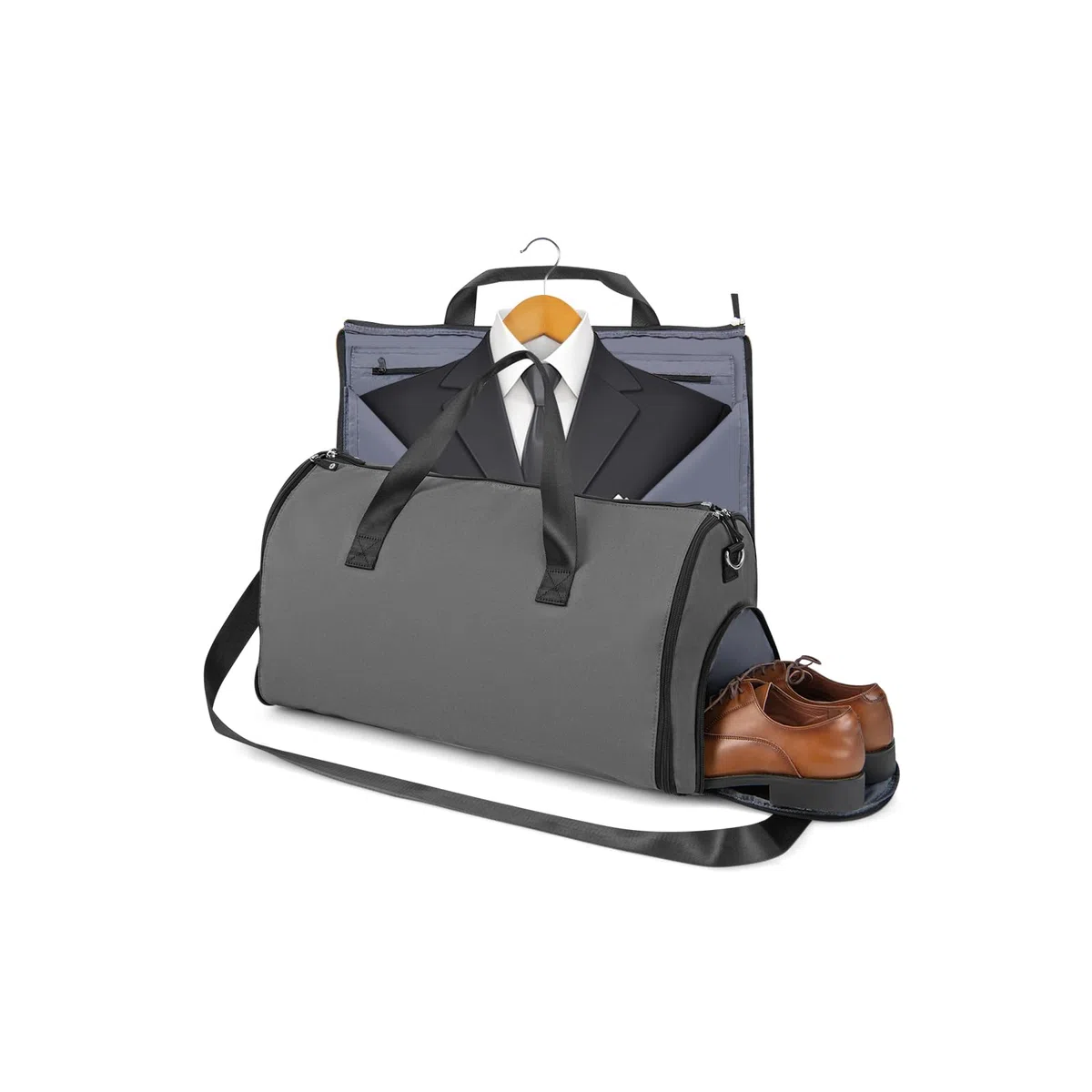 GIANTEX Borsa da trasporto 2-In-1 convertibile con tasca per scarpe, borsa da viaggio per viaggi d’affari/fine settimana/palestra 50L per uomini donne (Grigio Scuro)