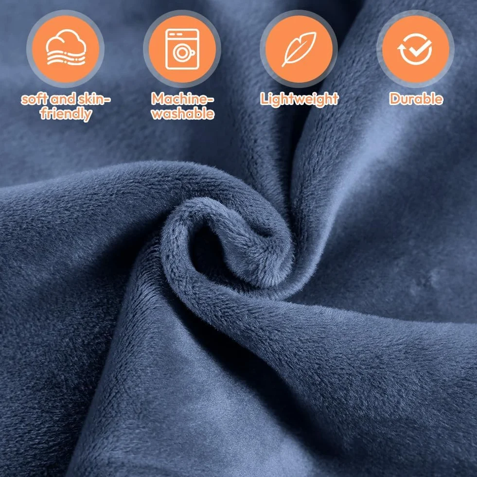 Coperta da viaggio 2 in 1, ultra leggera, calda, per auto, 152 x 127 cm, per vacanze, ufficio, casa, viaggi d'affari (blu marino)