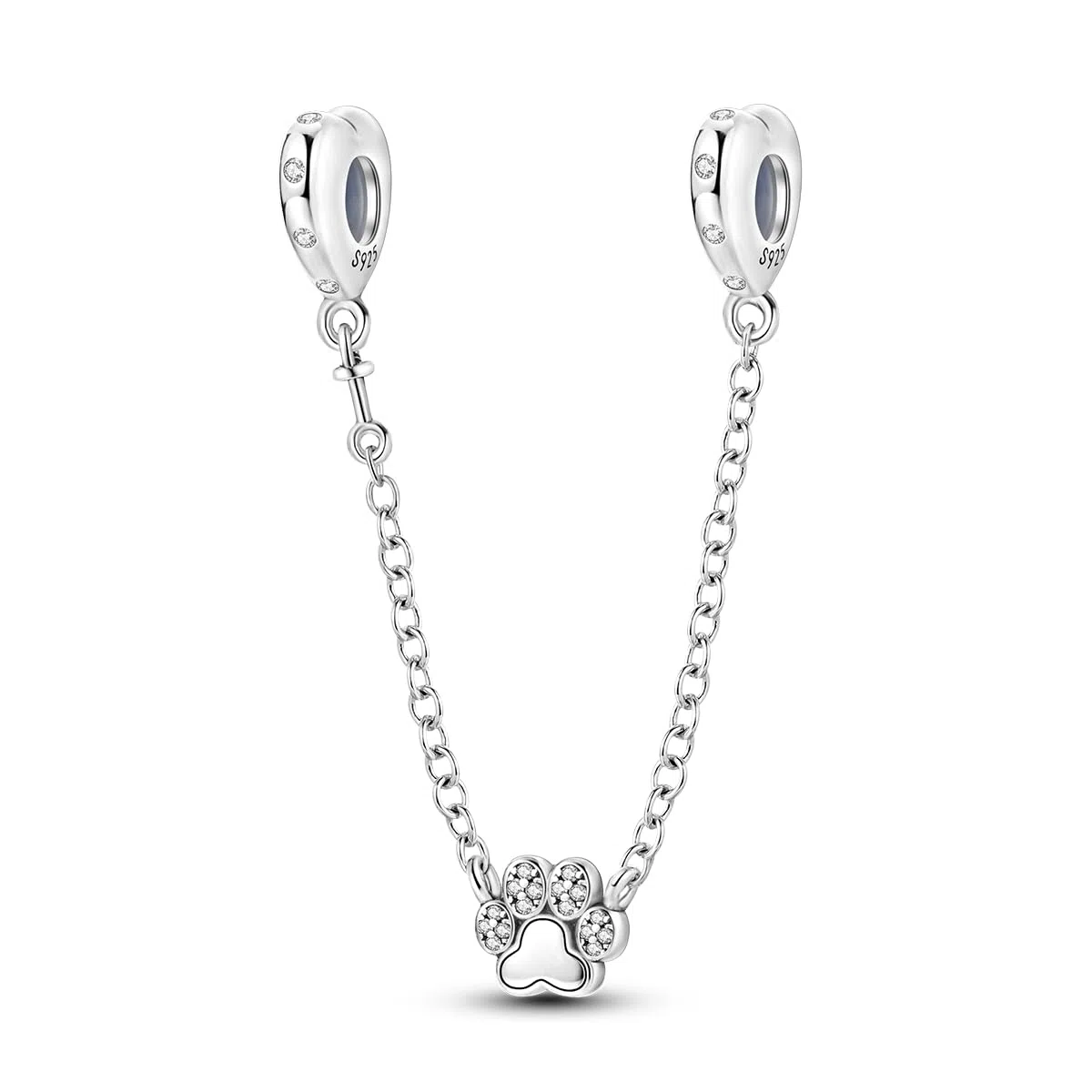 Parmuz Ciondolo a forma di catena di sicurezza in argento Sterling 925, ciondolo pendente, con clip per braccialetto Love Butterfly Evil Eye Stopper Spacer Charm per donna, gioielli e ragazze