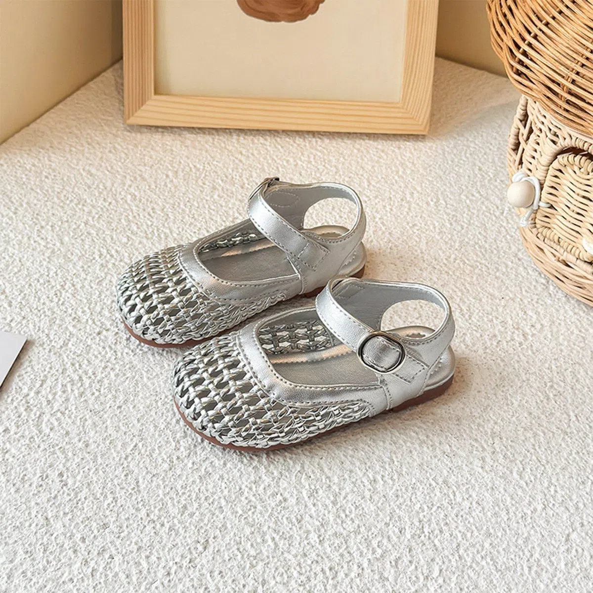 Sandali bambina, Sandali per bambine e bambini, estivi, traspiranti, in tessuto Mary Jane, con design traforato, comodi da indossare ogni giorno