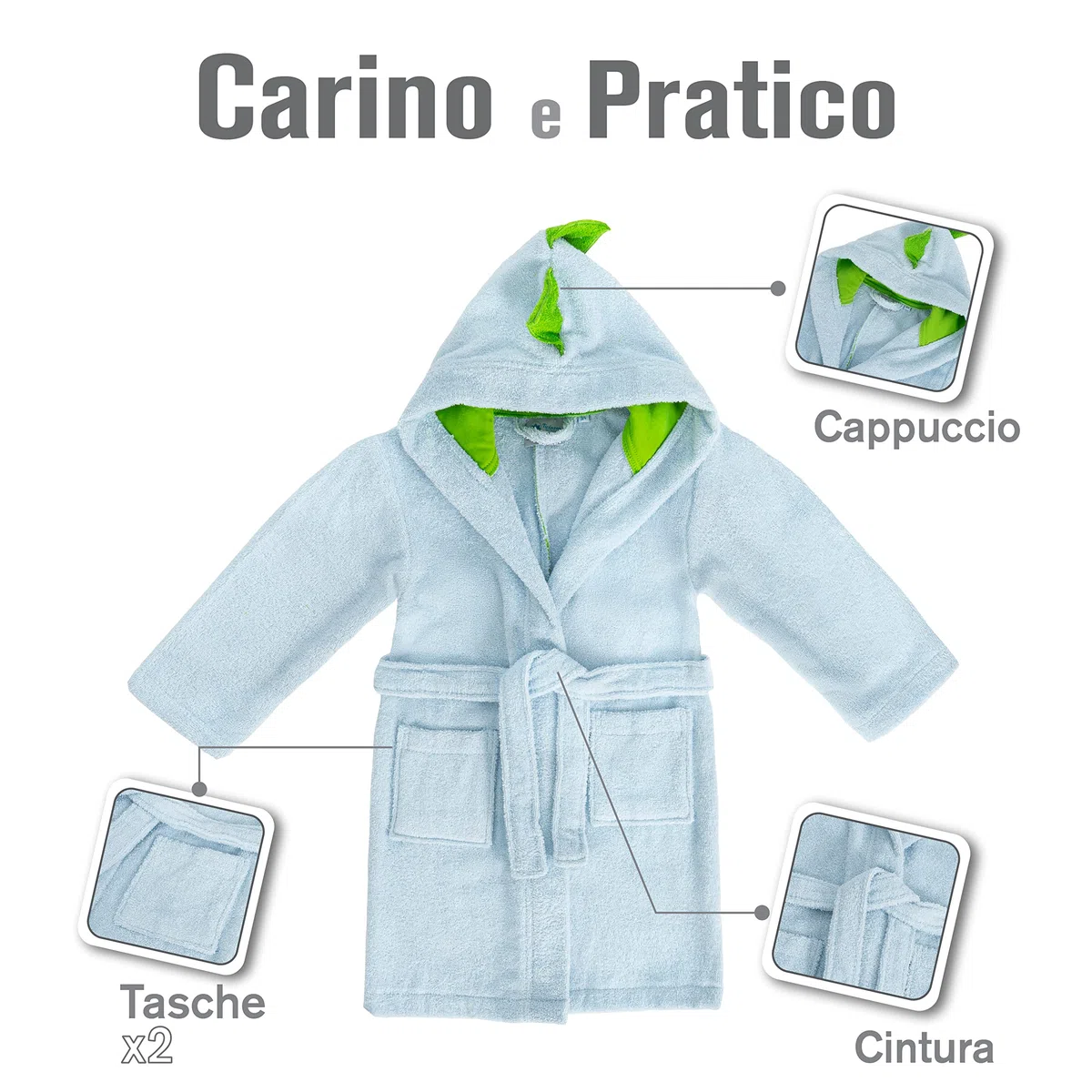 Twinzen - Accappatoio per Bambino e Bambina - Ragazza e Ragazzo - Senza Prodotti Chimici OEKO-TEX® - 100% Cotone - Accappatoio Doccia e Vestaglia Bambini