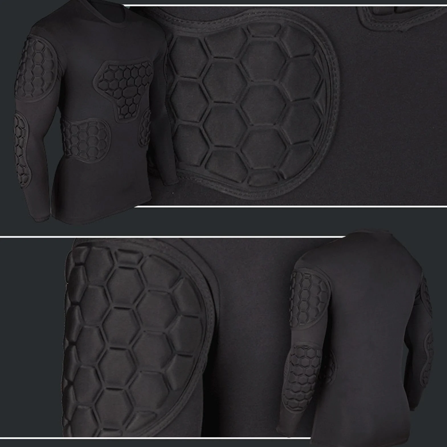 Maglia Imbottita A Compressione da Calcio, Bambini Ragazzi Camicia Imbottita A Compressione, Manica Lunga Maglia da Portiere, Camicie Imbottite Paintball per Calcio Basket Paintball