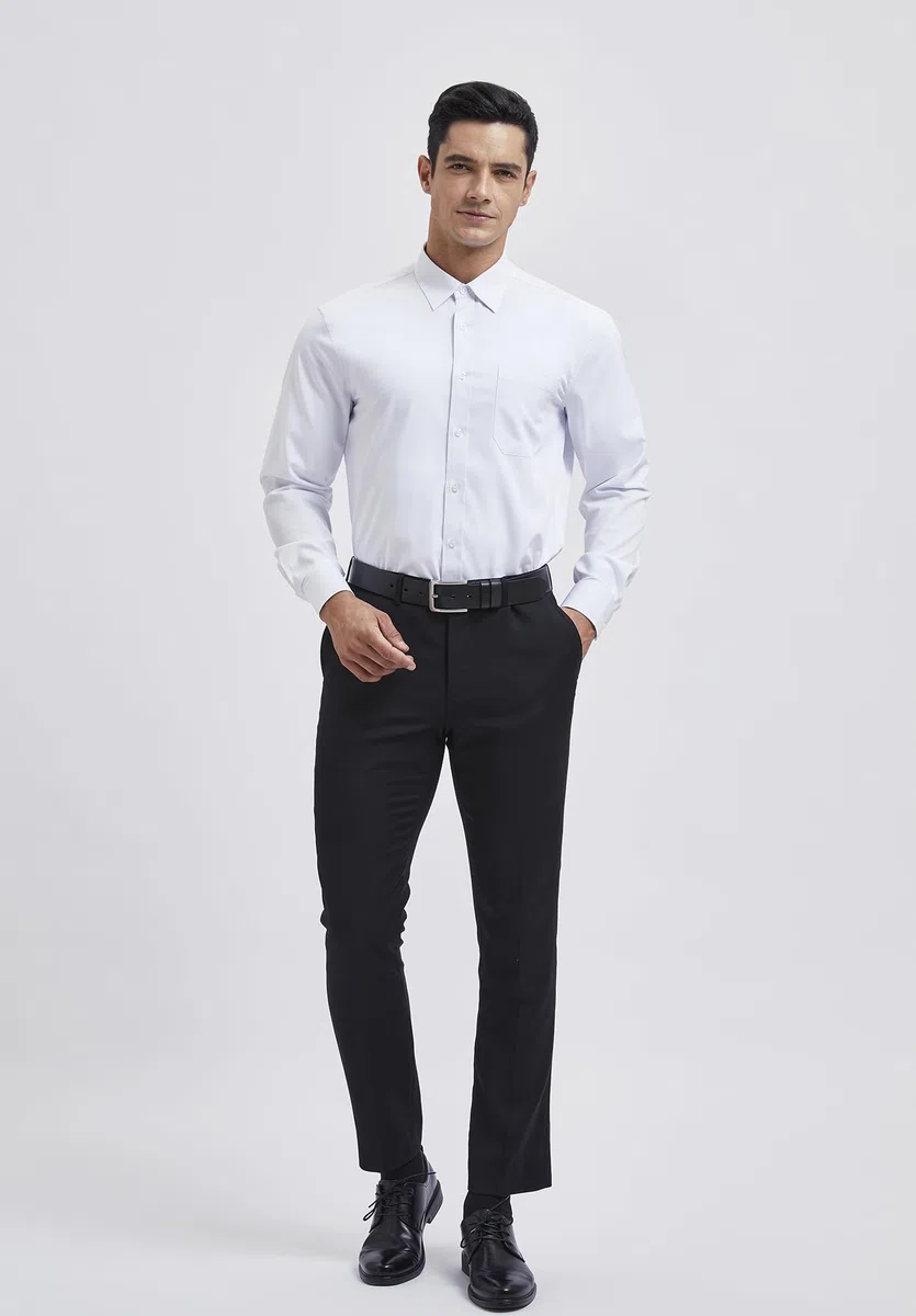 HISDERN Camicia da Uomo a Maniche Lunghe Camicia da Lavoro in Fibra di bambù Camicia Elegante Causale Non Stirata vestibilità Regolare con Tasca S-4XL