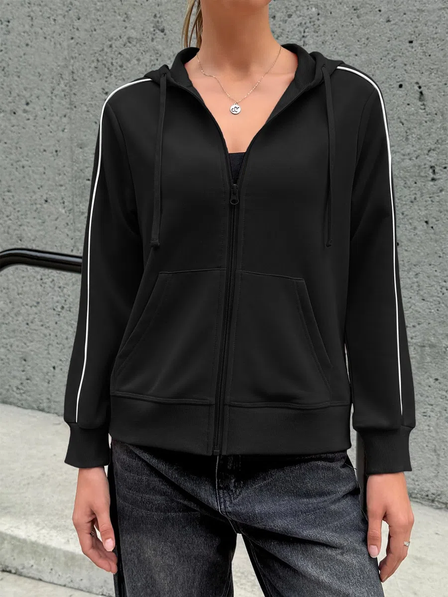 Fisoew Felpa da donna con cappuccio e cerniera, giacca sportiva con cappuccio.