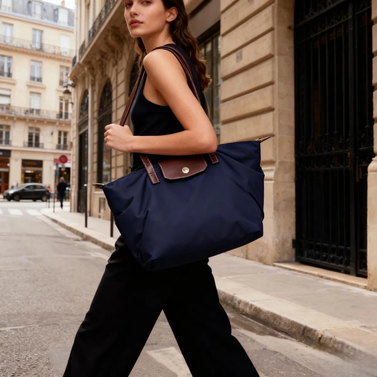 Borsa a tracolla da donna Borsa pieghevole in nylon di grande capacità per le signore Tote Shopping Bag