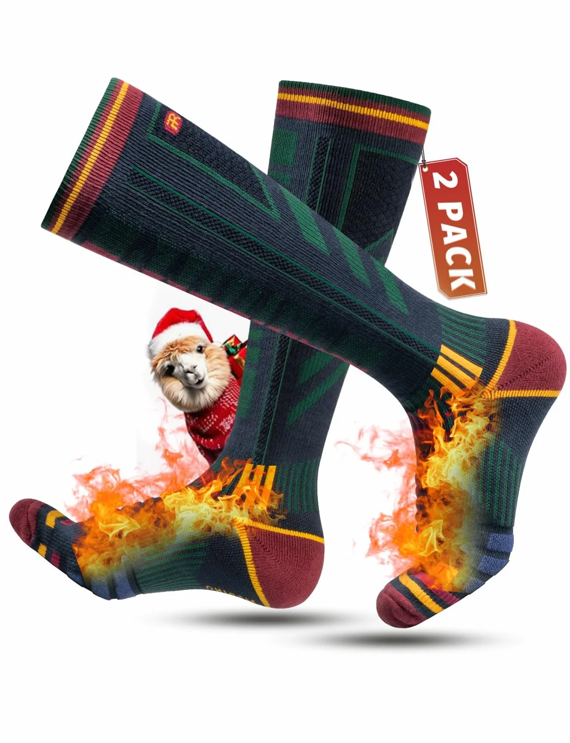 Calze Sci Calzini Termiche in Lana Merino Calze Invernali Lunghe Pesanti Calze Da Sci Snowboard a Compressione, Traspiranti, Ad Asciugatura Rapida, Per Uomo, Donna 2 Paia Taglia 35-51