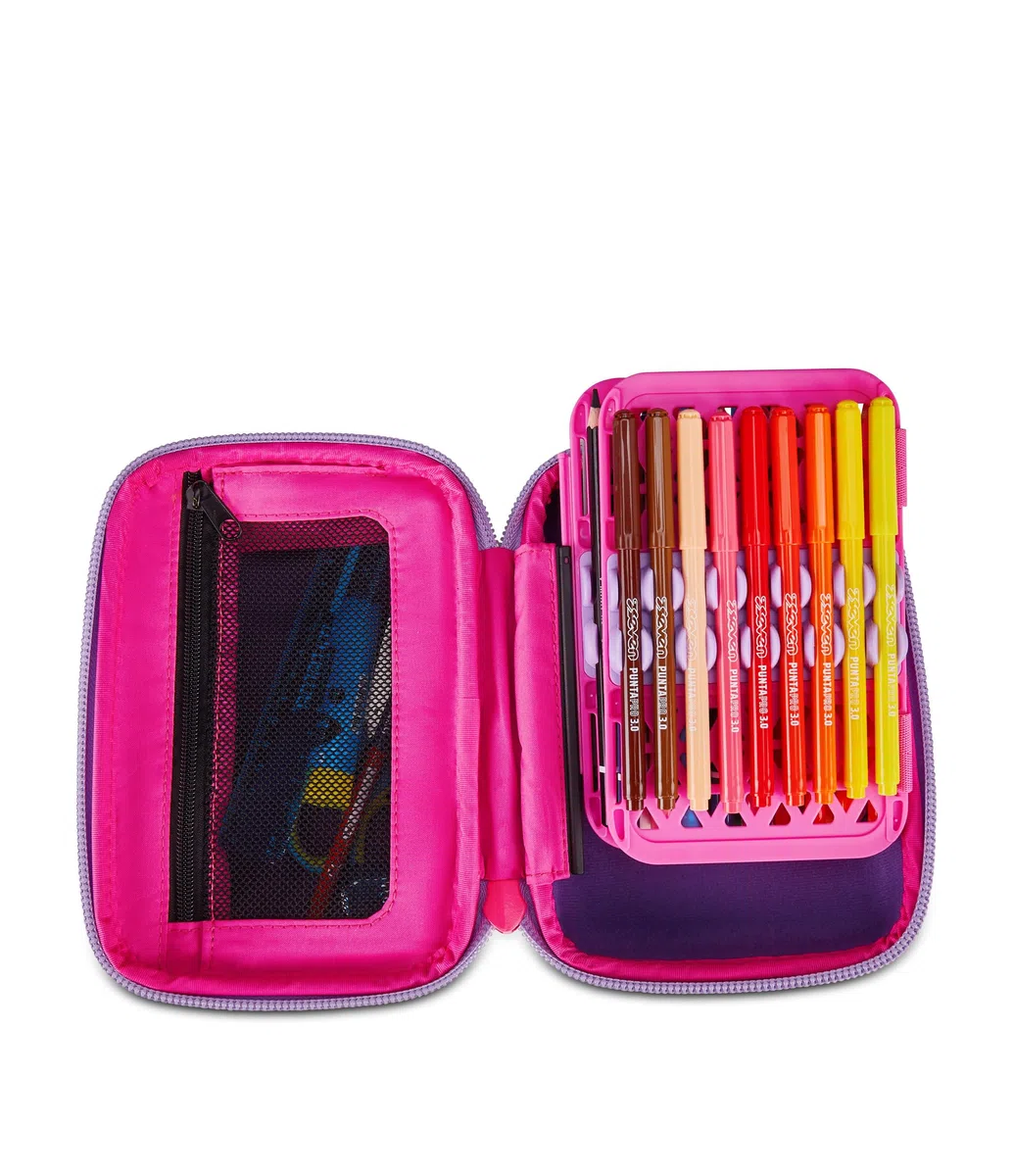 SJ GANG STYLE JAM GANG Astuccio Scuola Speed Pad, Rosa, Portapenne Mono Scomparto con Plance Amovibili, Completo Di Penne, Matite, Colori, Accessori Zaino, Scuola Elementare, Bambina