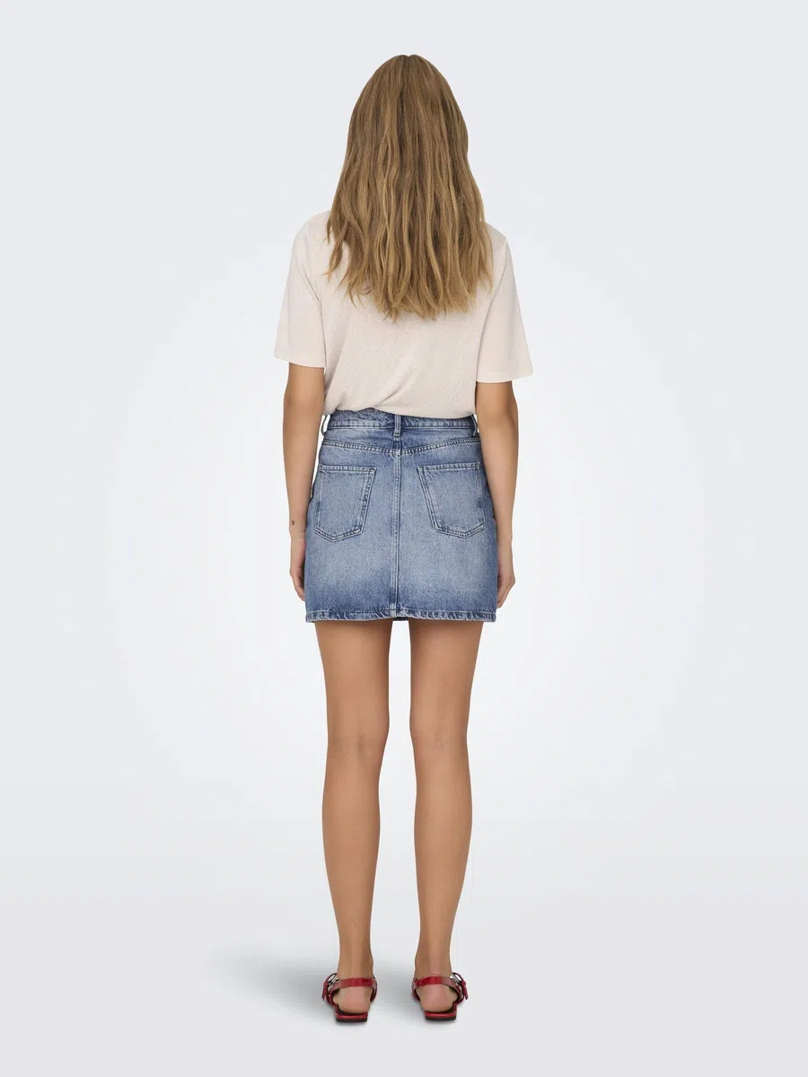 ONLY Gonna Jeans Donna con Bottone e Passanti per Cintura, Design Classico