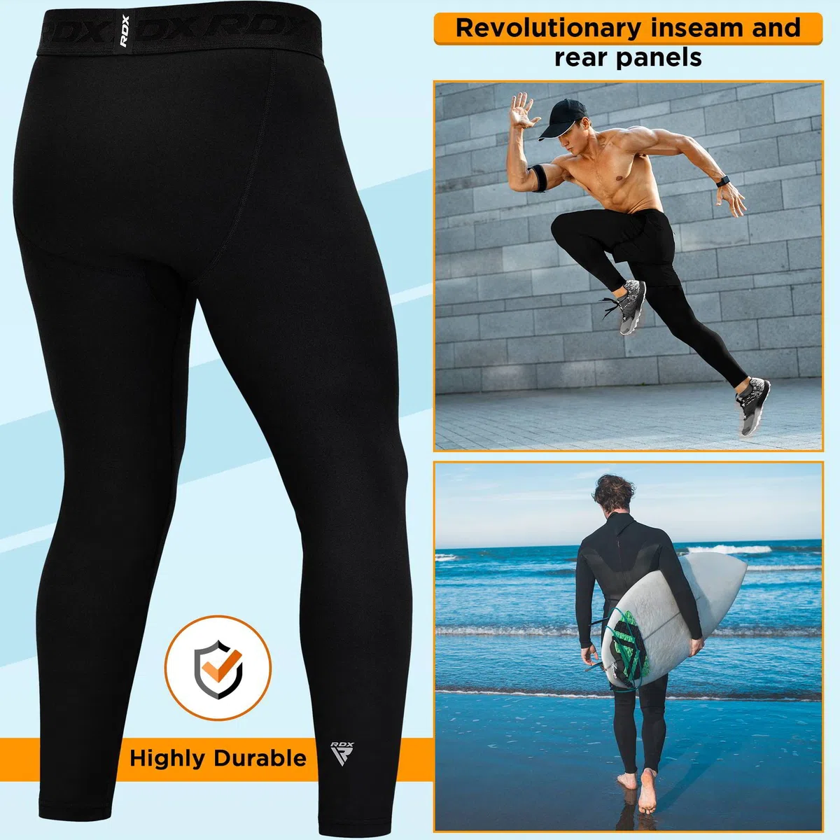 RDX MMA Pantaloni a Compressione, Sport Quick Dry Corsa Lunga Comodo Perfetto per Allenamento Atletico, Fitness, Ciclismo, Yoga, Basket, attività all'aperto, Esercizio di Palestra in Casa