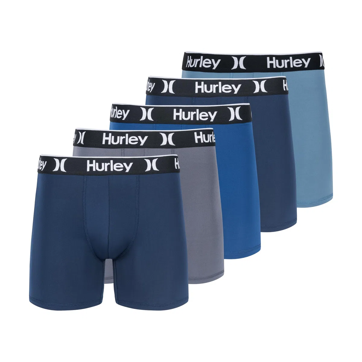 Hurley Men's Standard 5 Pack Stretch Boxer Briefs, Obsidian Combo