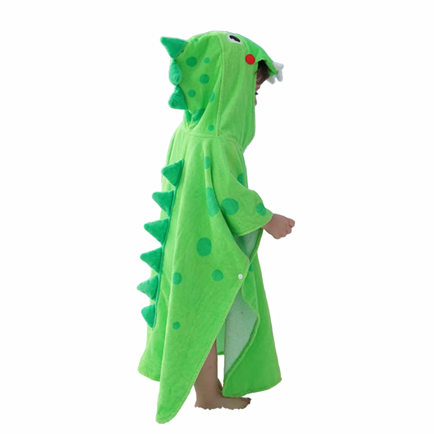 LOLANTA Asciugamano da bagno con cappuccio a poncho con dinosauro per bambini, 100% cotone (2-4 anni, verde C)