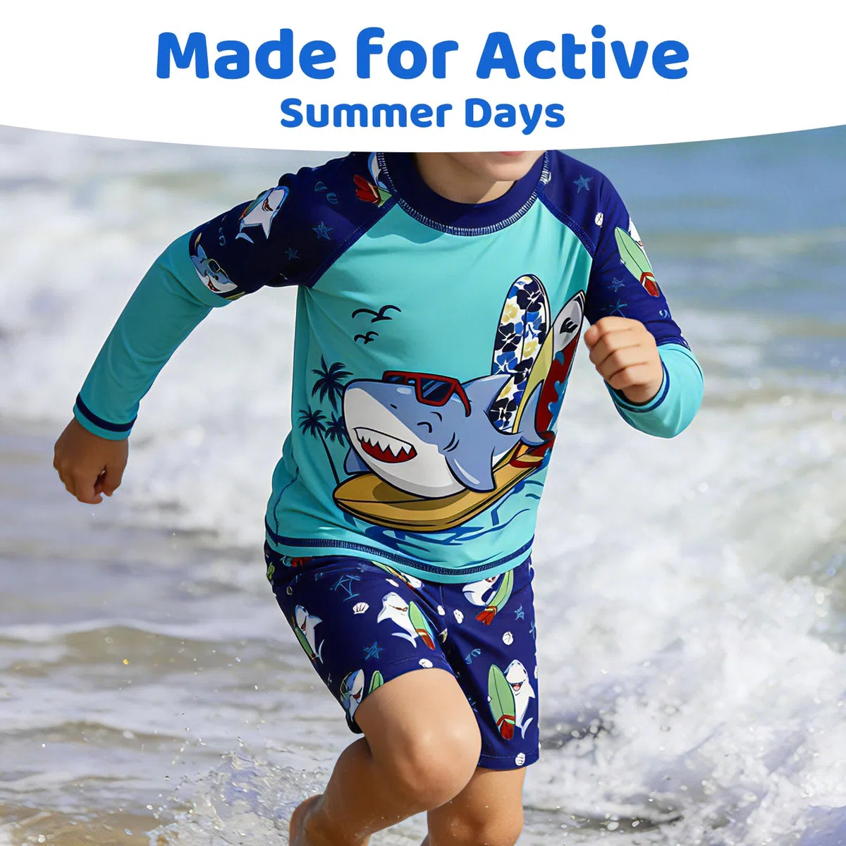 MASOCIO Costume da bagno UV per bambini UPF50+, protezione solare, 3 pezzi, a maniche lunghe, costume da bagno per bambini, set da bagno ad asciugatura rapida, per ragazzi, taglia 86-128