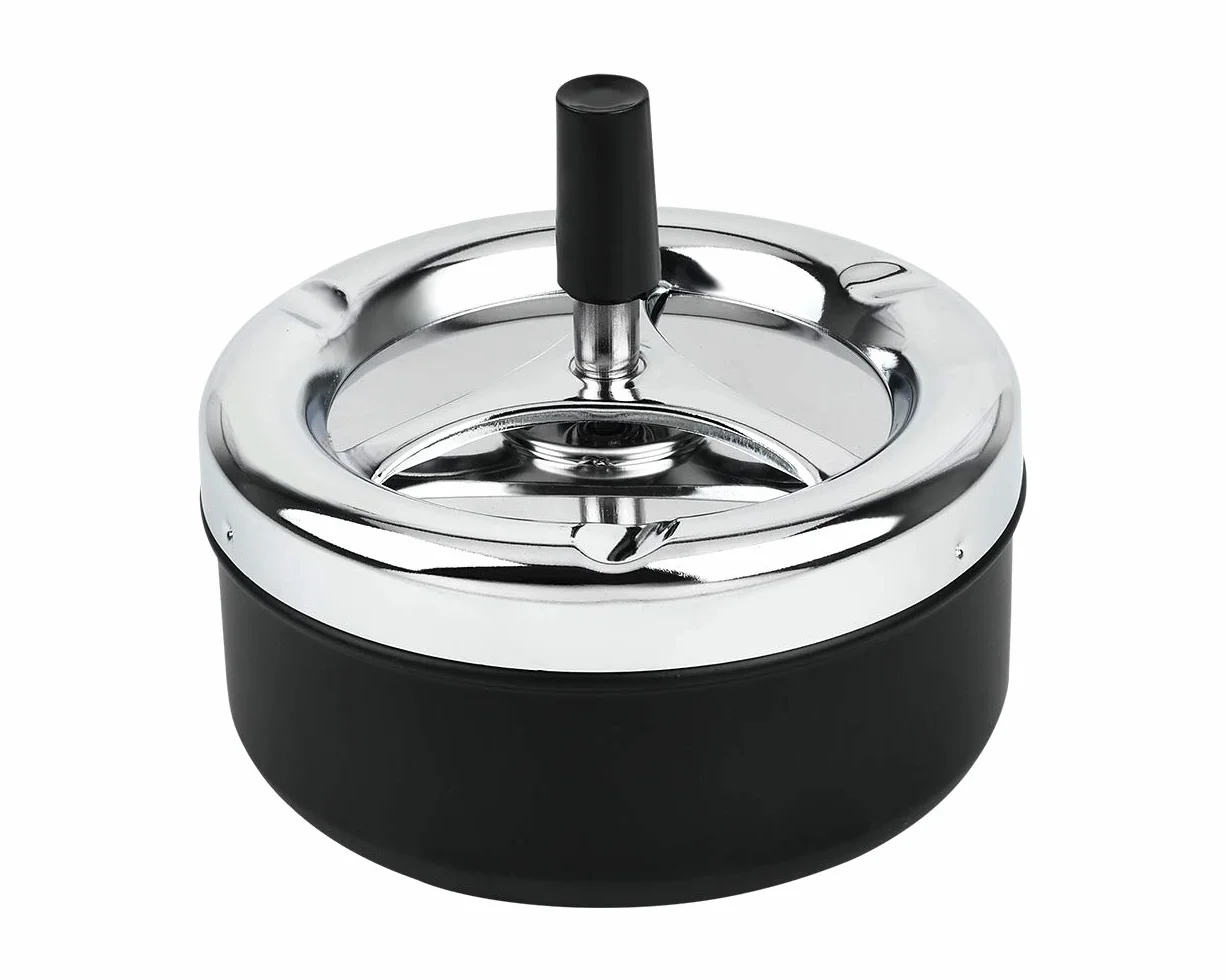 Posacenere rotondo grande Push Down Spinning Portacenere Spinning Portacenere senza fumo, 13 cm