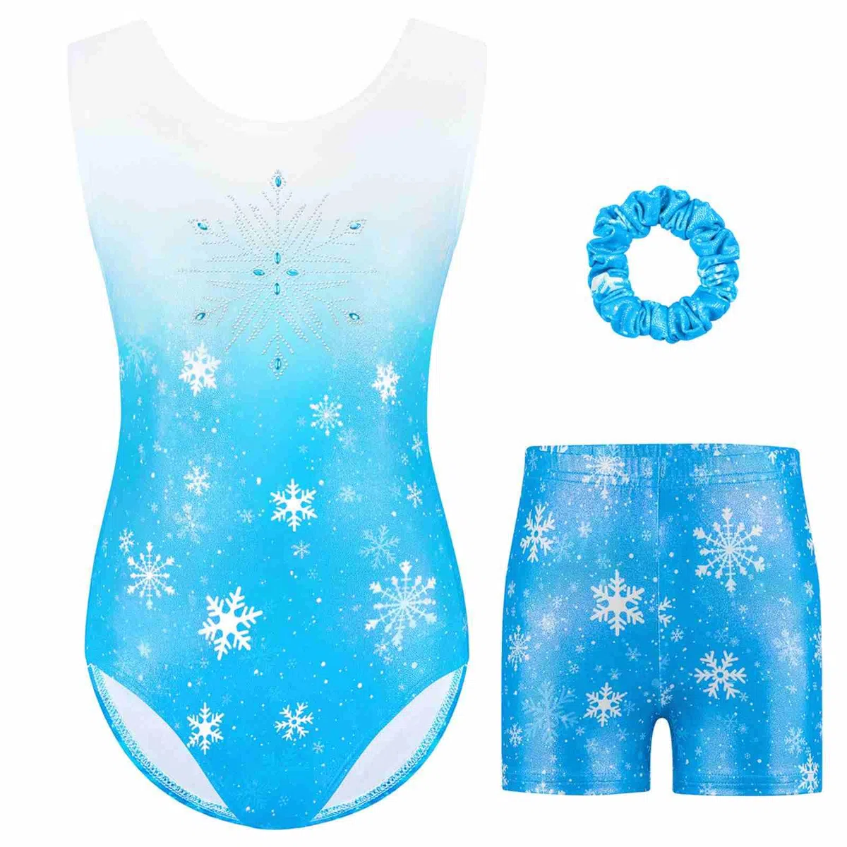 Body Ginnastica Artistica Bambina Ragazze - Body da Ginnastica Ragazze a Maniche Lunghe e Senza Maniche con Colori Sfumati Pantaloncini e Fascia per Capelli, Atletica Body per Bambini 5-14 anni