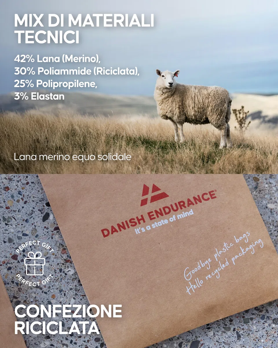 DANISH ENDURANCE Calze Sci Lana Merino Uomo Donna, Calzini Termici Invernali, Imbottitura Leggera e Vestibilità Anatomica