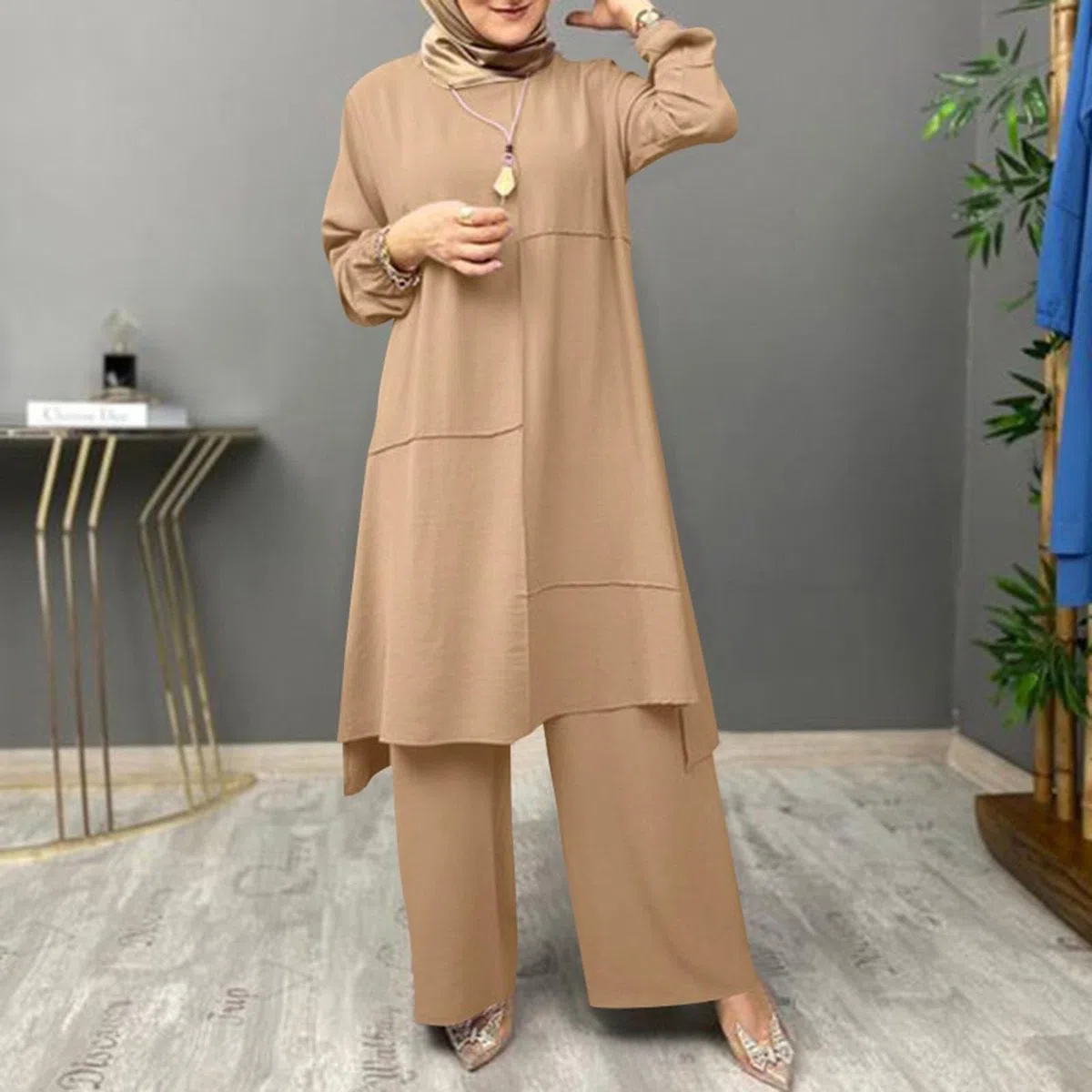 Abiti musulmani da donna 2 divisori Corban Ramadan Abito a maniche lunghe Top Robe E Pantaloni Dubai Turco Medio Oriente Arabo Islamico Abbigliamento da preghiera afgana islamica