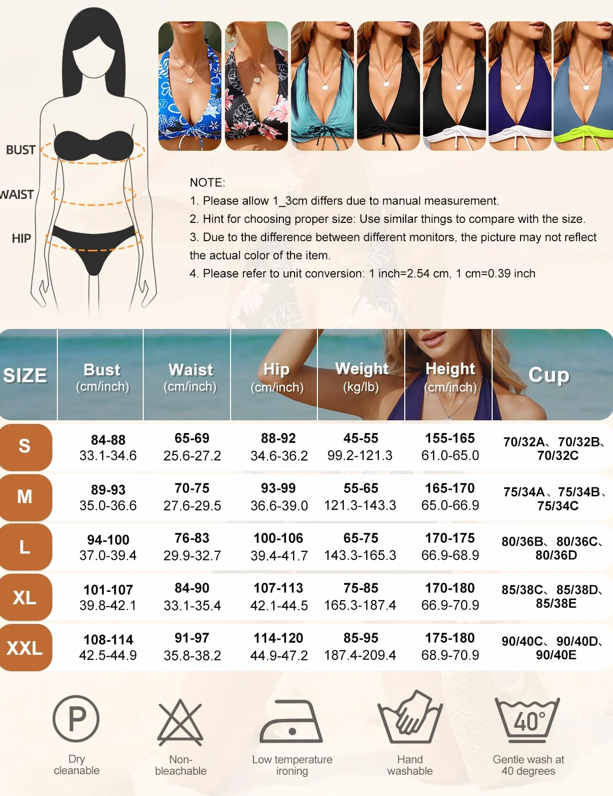 Vancavoo Costume da Bagno 2 Pezzi Donna Push Up Bikini Set Costumi da Mare Due Pezzi con Pantaloncini da Bagno Spiaggia Swimsuit Beachwear Estate