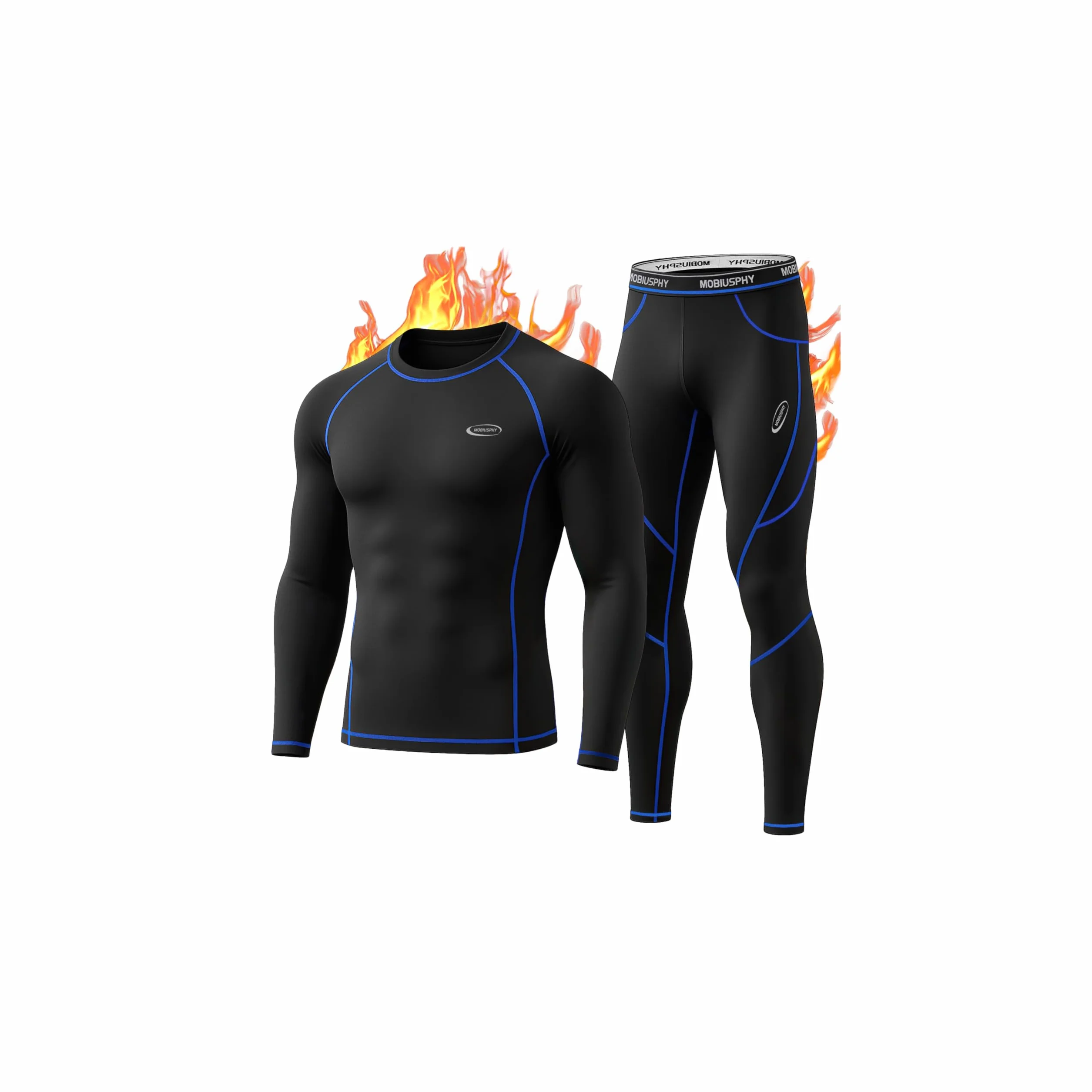 MOBIUSPHY Biancheria Intima Termica Uomo Biancheria Funzionale Uomo con Funzione Quick Dry Sportiva Set di Biancheria Intima Base Layer Traspirante Riscaldante per attività