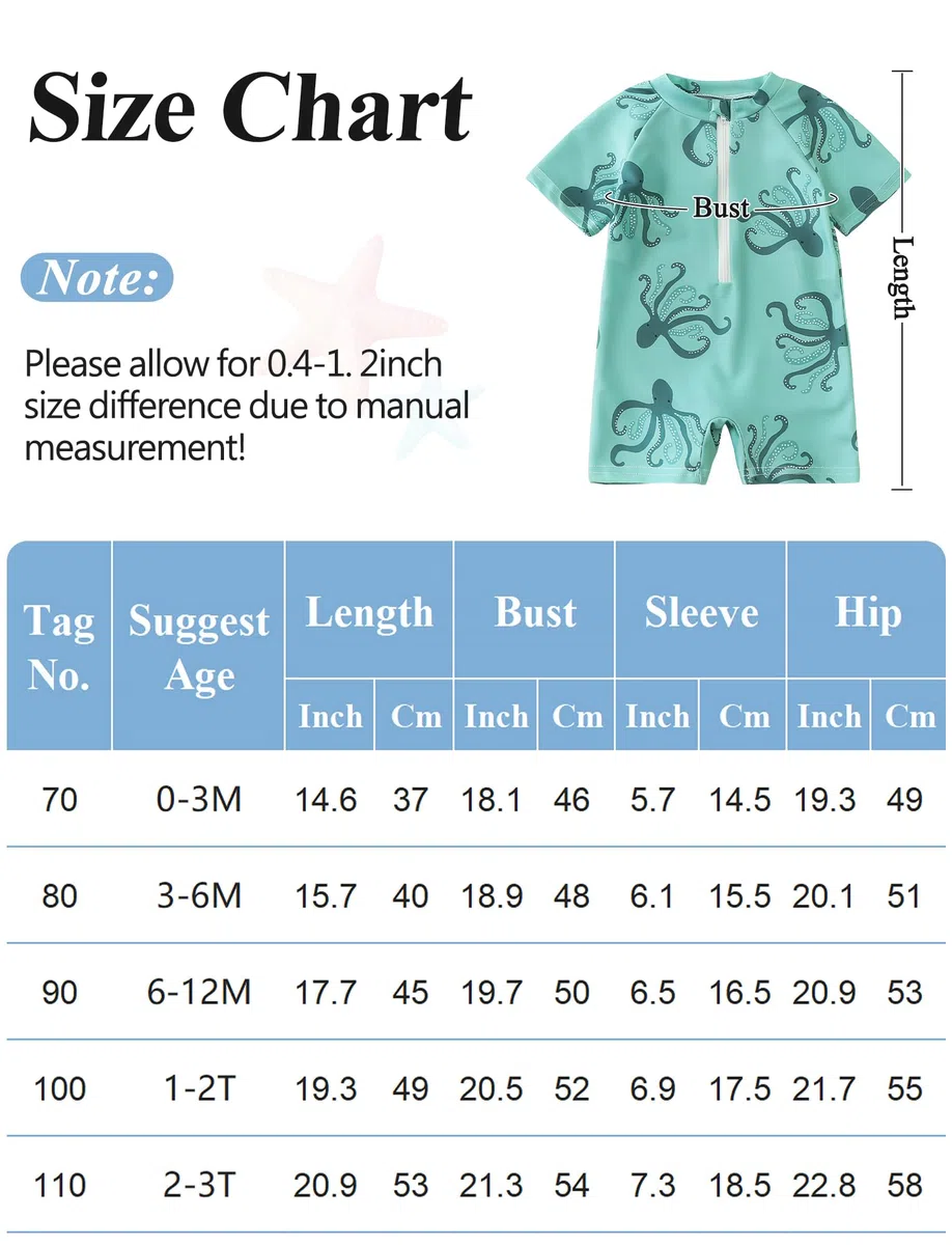 Happy Cherry Costume da Bagno Intero Ragazzi Bambini Protezione Solare UPF 50+ con Cappello da Sole Cartone 70-110cm