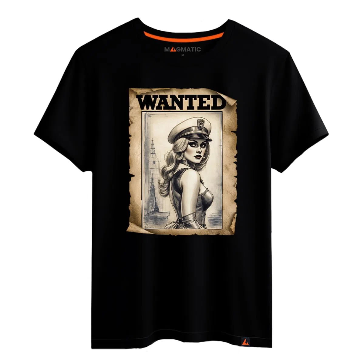 Magmatic - Maglietta, per Uomo Unisex, Collezione Pin-Up T-Shirt Nera Premium 100% Cotone, Vintage, Glamour, Sexy, Pin Up Girl, Moda, retrò, Glamour, Fumetti, Supereroi