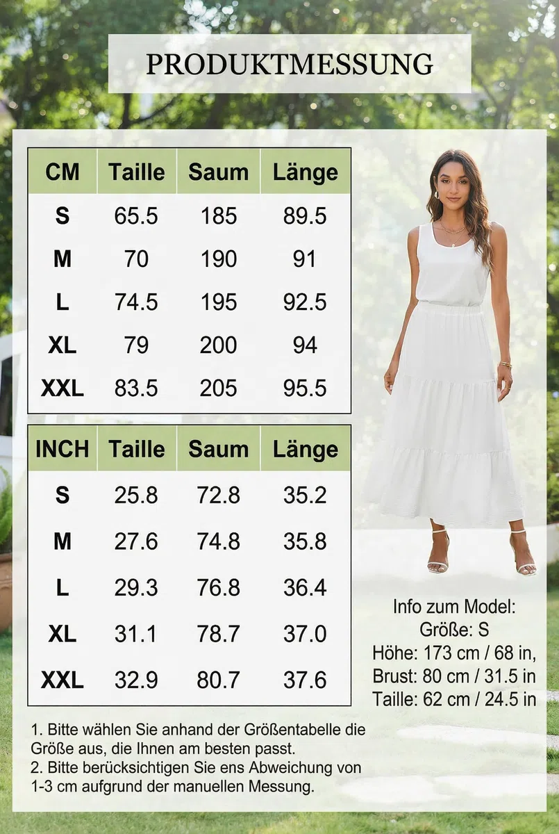 Zeagoo Gonne Donna Elegante a Vita Alta da Donna Gonna Lunga Estiva Gonna Lunga Casual a Trapezio Gonne Elastiche con Tasche S-XXL