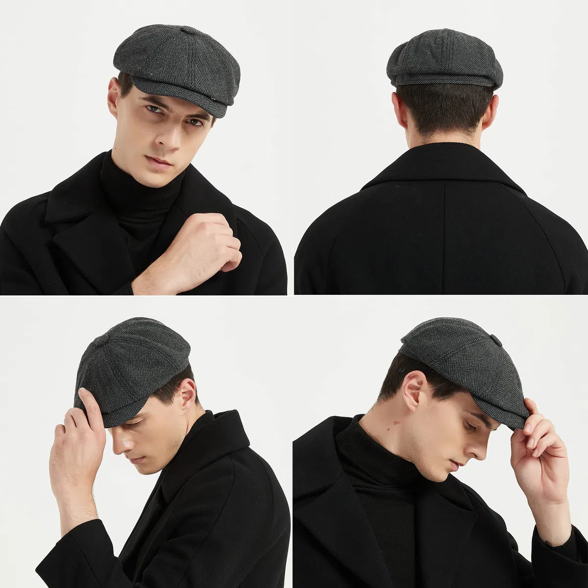 Newsboy cap Coppola Uomo - Berretto a 8 Spicchi Piatto Berretto Lana Uomo 56-62 cm - Peaky Irish Gatsby Wool Felt Ivy cap