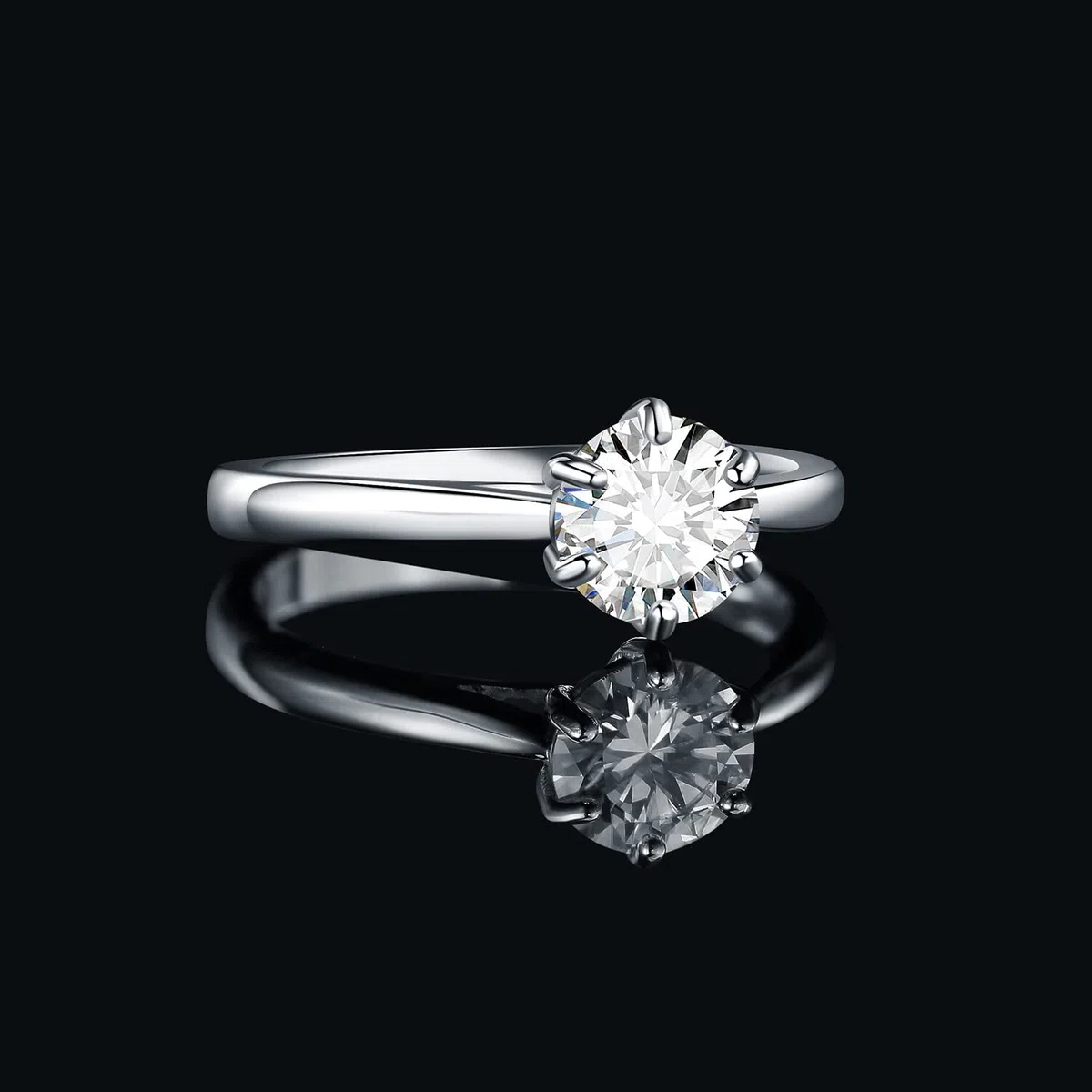 JewelryPalace 0.5-3ct Classico Anello Solitario Donna Argento 925 con Creato Moissanite, Diamante Simulato Anelli con Pietra Rotonda, Semplice Fedine Fidanzamento in Tre Ori Set Gioielli Donna