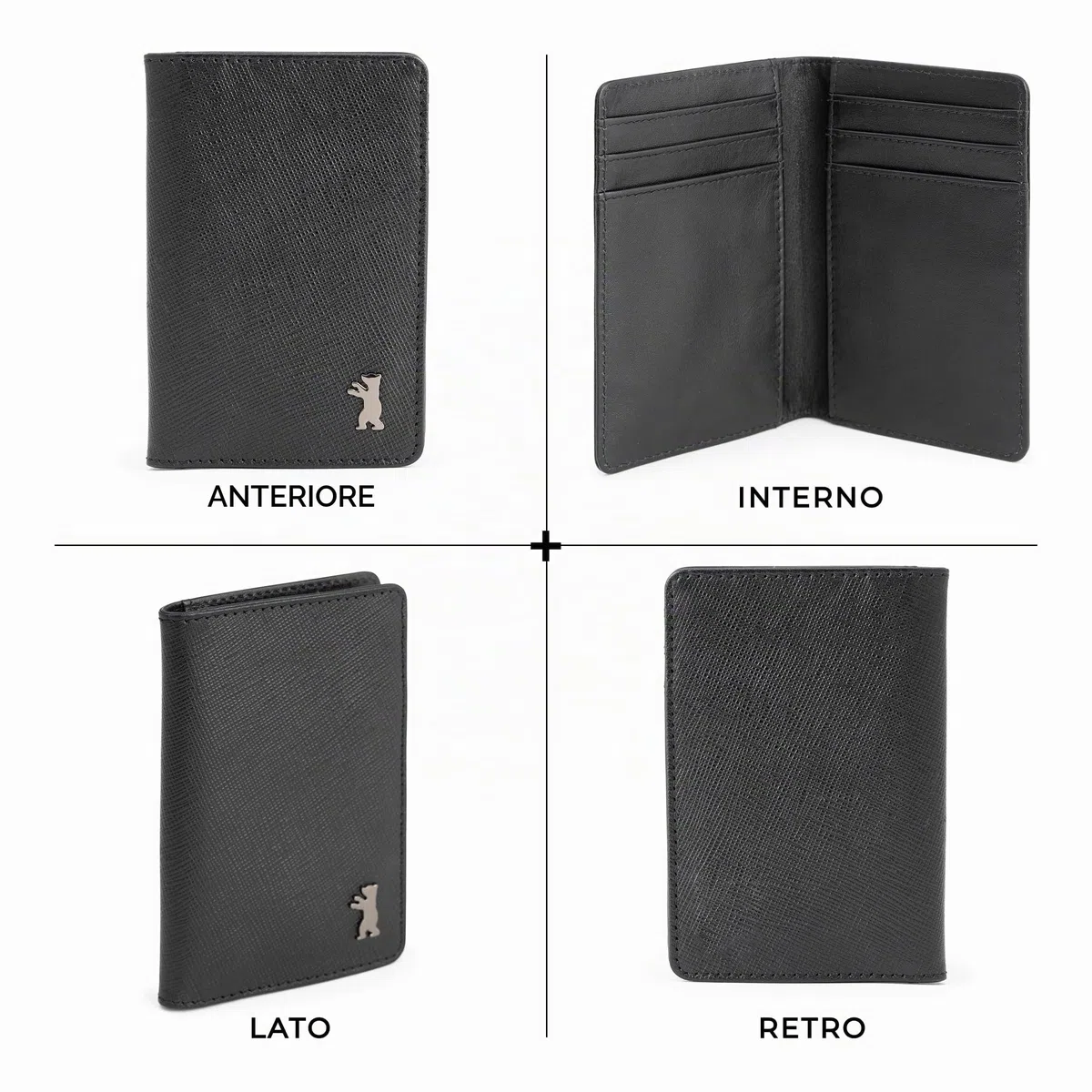 Berliner Bags Porto Portacarte Slim Uomo in Vera Pelle con Protezione RFID, 8 Carte, Tasca per Banconote, Scatola Regalo – Nero