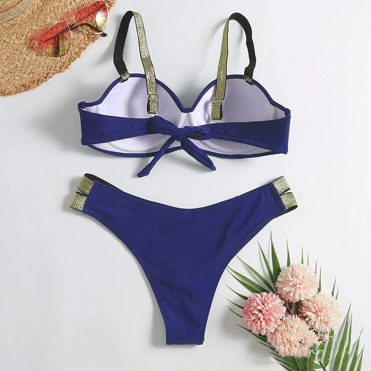 JFAN Costume da Bagno Fluorescenza Bikini a Due Pezzi Costumi da Bagno Halter Push Up Sexy Beachwear