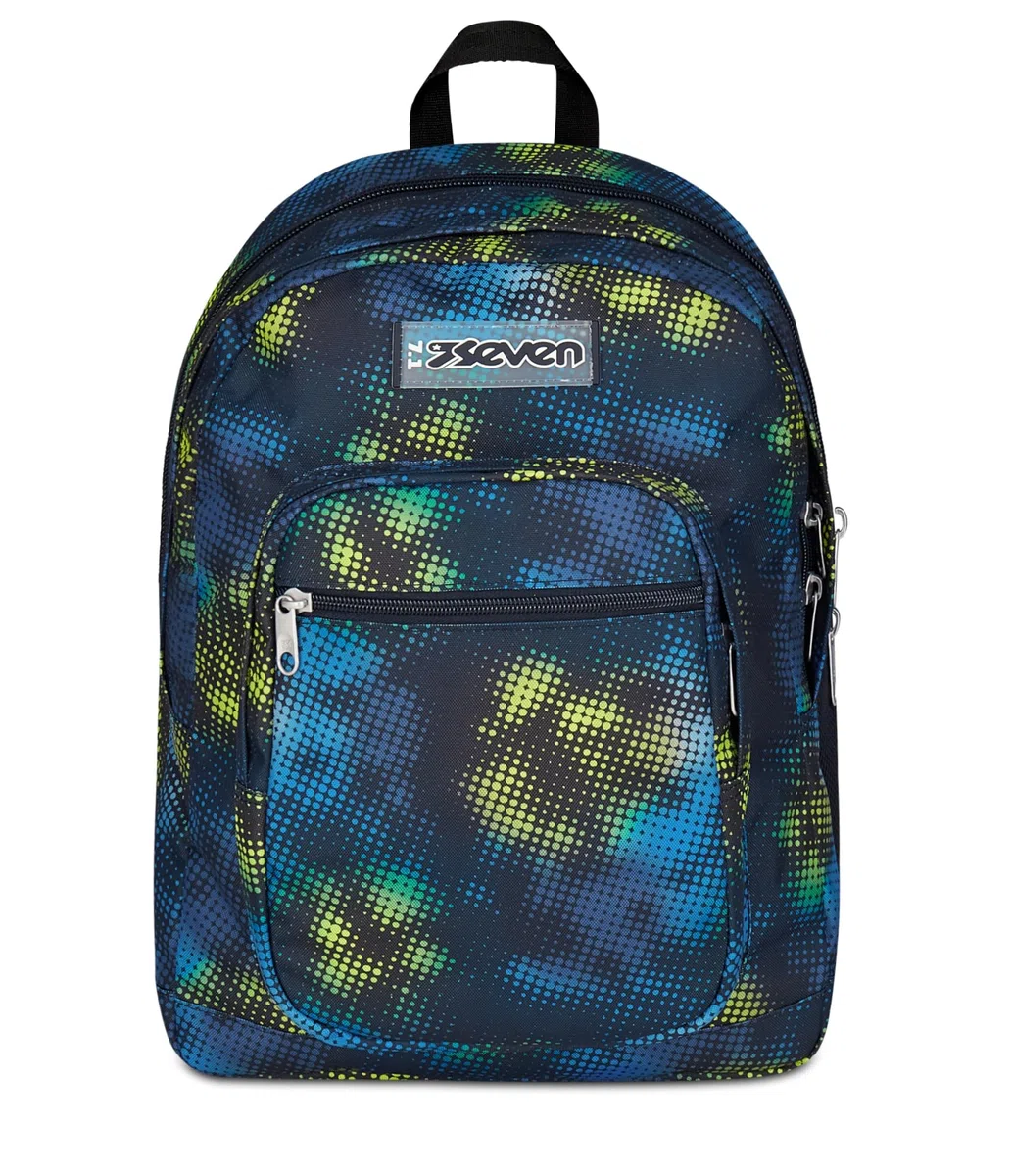 Seven Zaino Scuola Freethink, Verde Blu, Doppio Scomparto Con Tasca per PC e Tasca per Borraccia, 34 L, Scuola Media e Superiore, Zaino Ragazzo