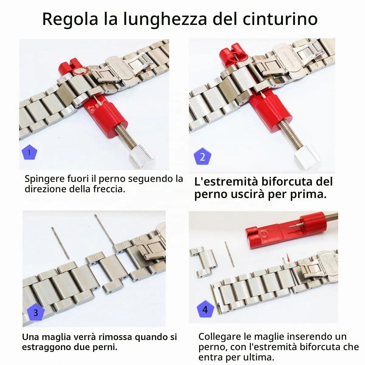 Cinturino di ricambio per orologio da polso, in acciaio inossidabile, opaco spazzolato, con doppia chiusura, per uomo e donna, 18 mm, 20 mm, 22 mm, 24 mm, nero, argento