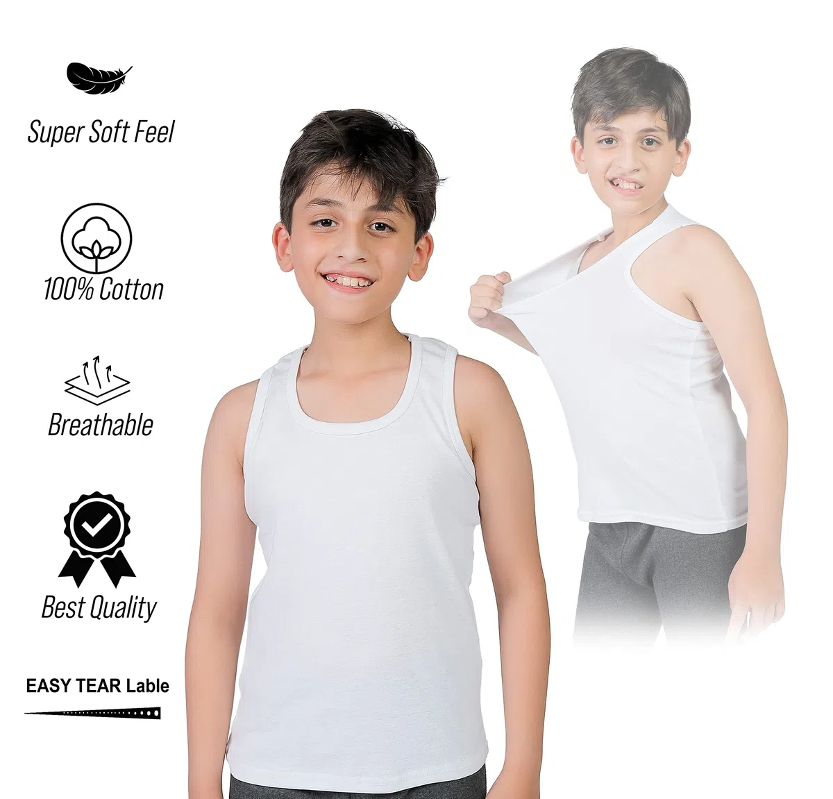 orbiz Confezione da 5 canottiere per bambini | 100% puro cotone interlock gilet | canottiere senza maniche canotte canotte canotte canottiere 3-13 anni