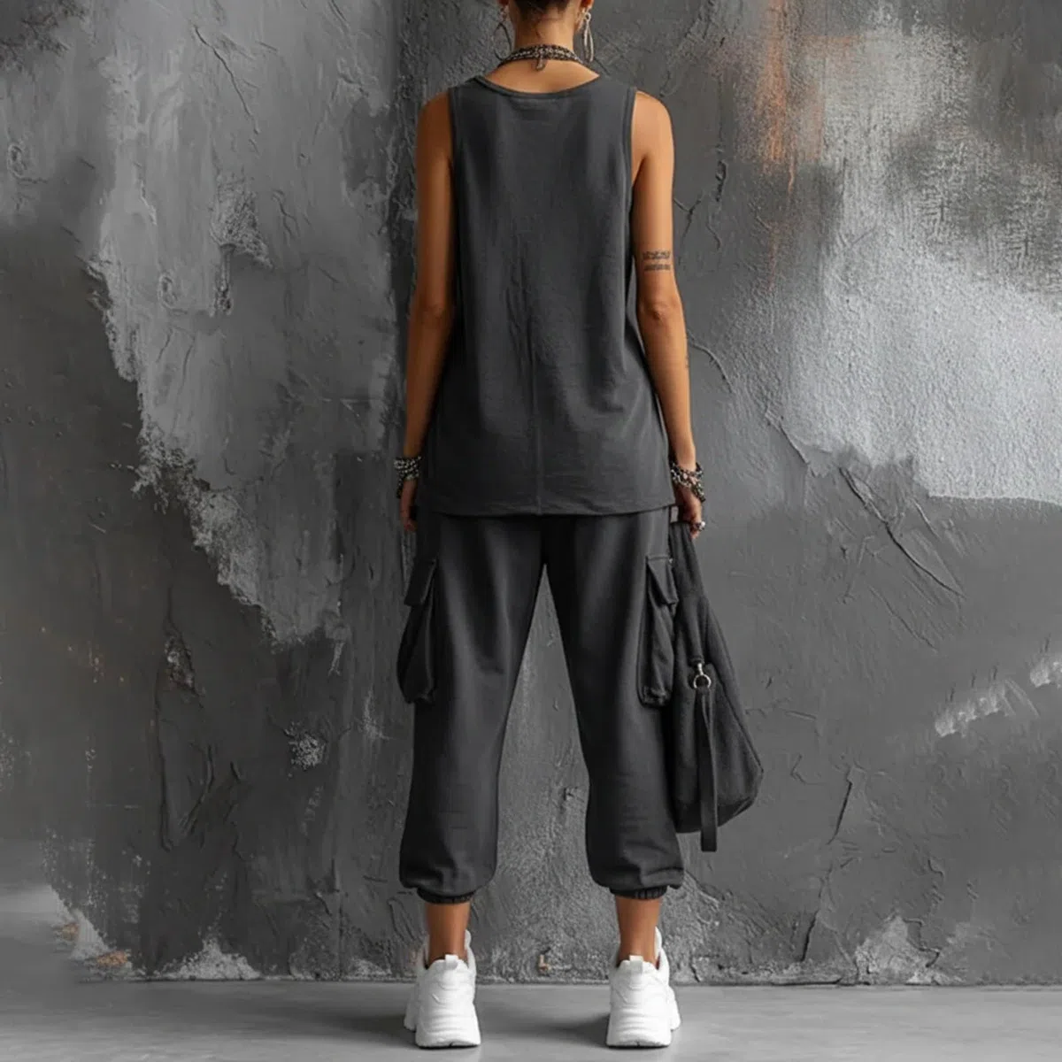 Generico Tuta Donna Casual Elegante 2 Pezzi Top a Maniche Corta e Pantaloni a Gamba Larga Slim Fit Tuta Sportiva Completa Due Pezzi Casual Ginnastica Estiva Tuta Donna Sportiva