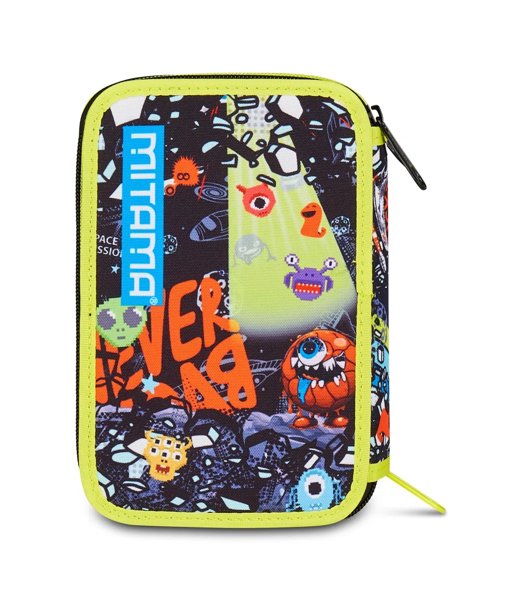 Mitama Astuccio Scuola 3 Scomparti, DISCO SPACE, Astuccio scuola attrezzato, 47 pezzi, Per bambini e ragazzi, Scuola elementare e media, Tempo libero
