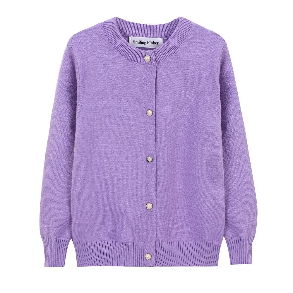 SMILING PINKER Ragazze Cardigan Basic Bambini Cardigan Manica Lunga Scuola Maglieria